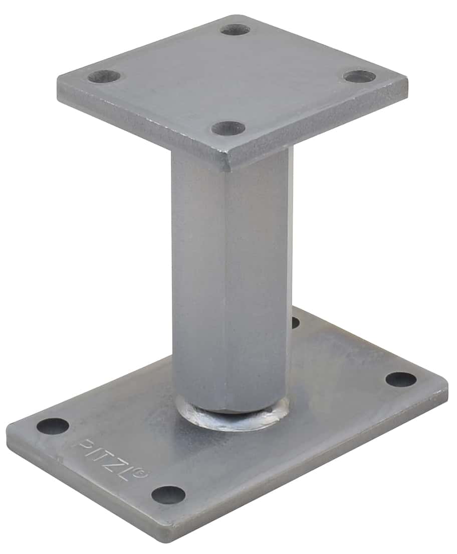 Pitzl verstelbare paaldrager 150-210mm | M30 | onderplaat 160x100x10mm | bovenplaat 100x100x10mm