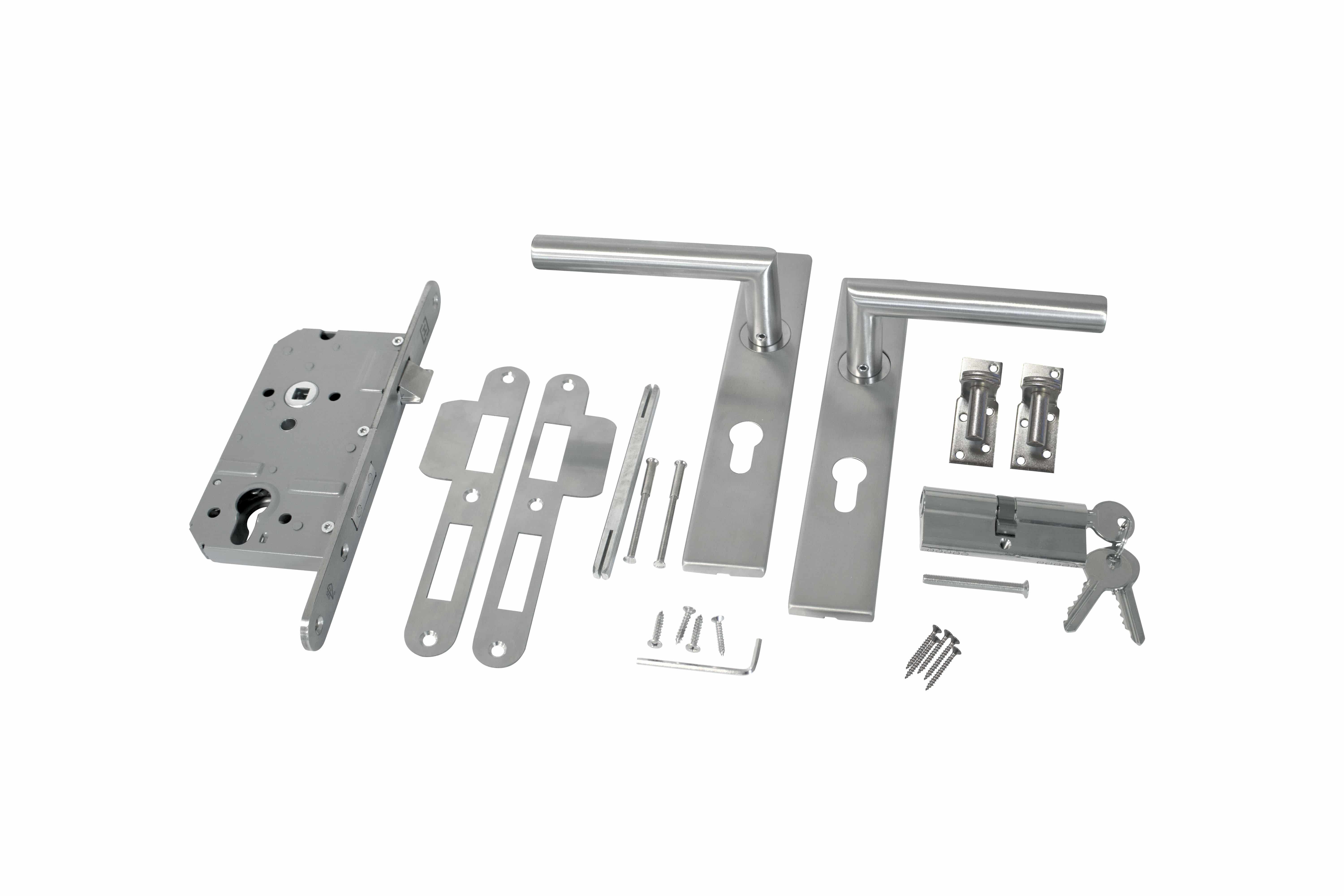 RVS luxe deurbeslagset | SKG keurmerk met slotkast | cilinder | slot en duimen