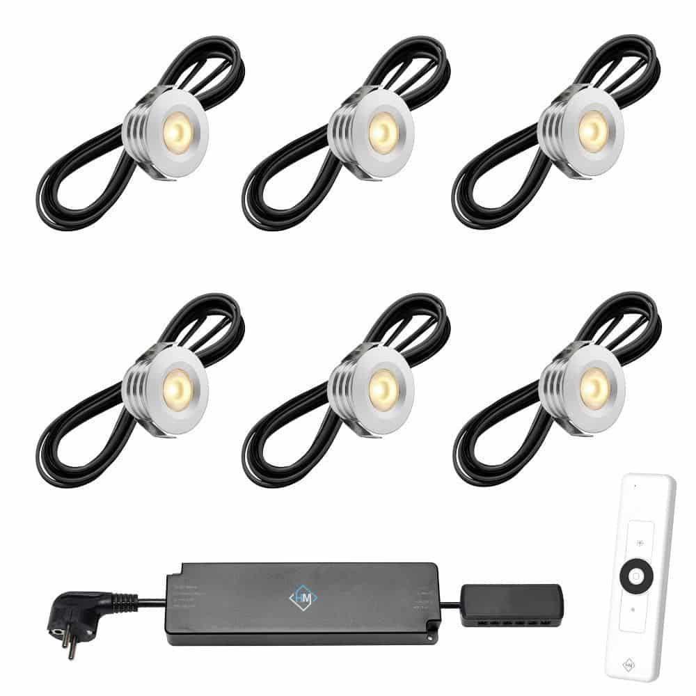 Set spots | 6 st.incl. trafo | afstandsbediening en kabel van 5 meter | aluminium