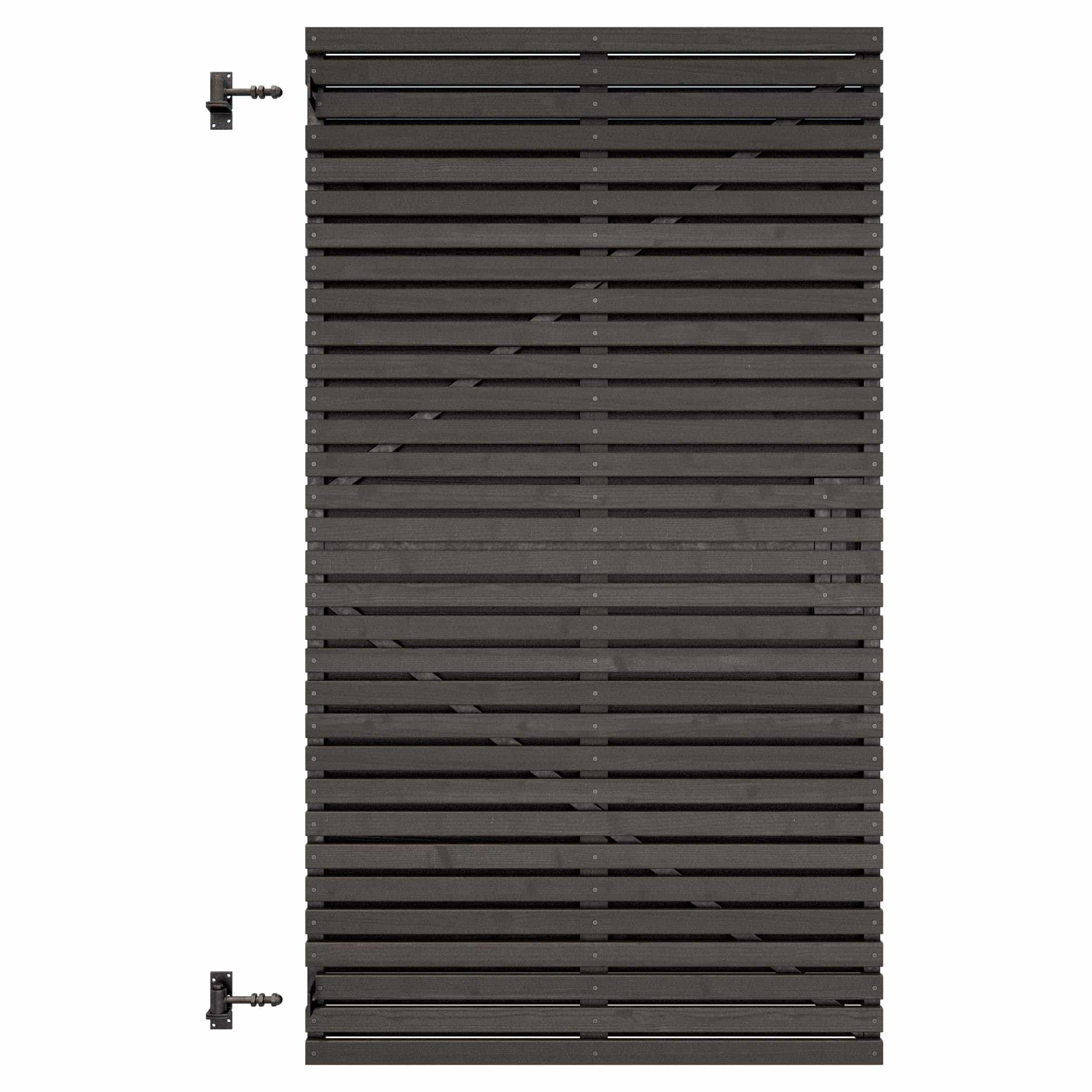 Grenen | schuttingdeur | 178x99x5cm | verstelbaar frame | verticaal | geschaafd | zwart gesp.