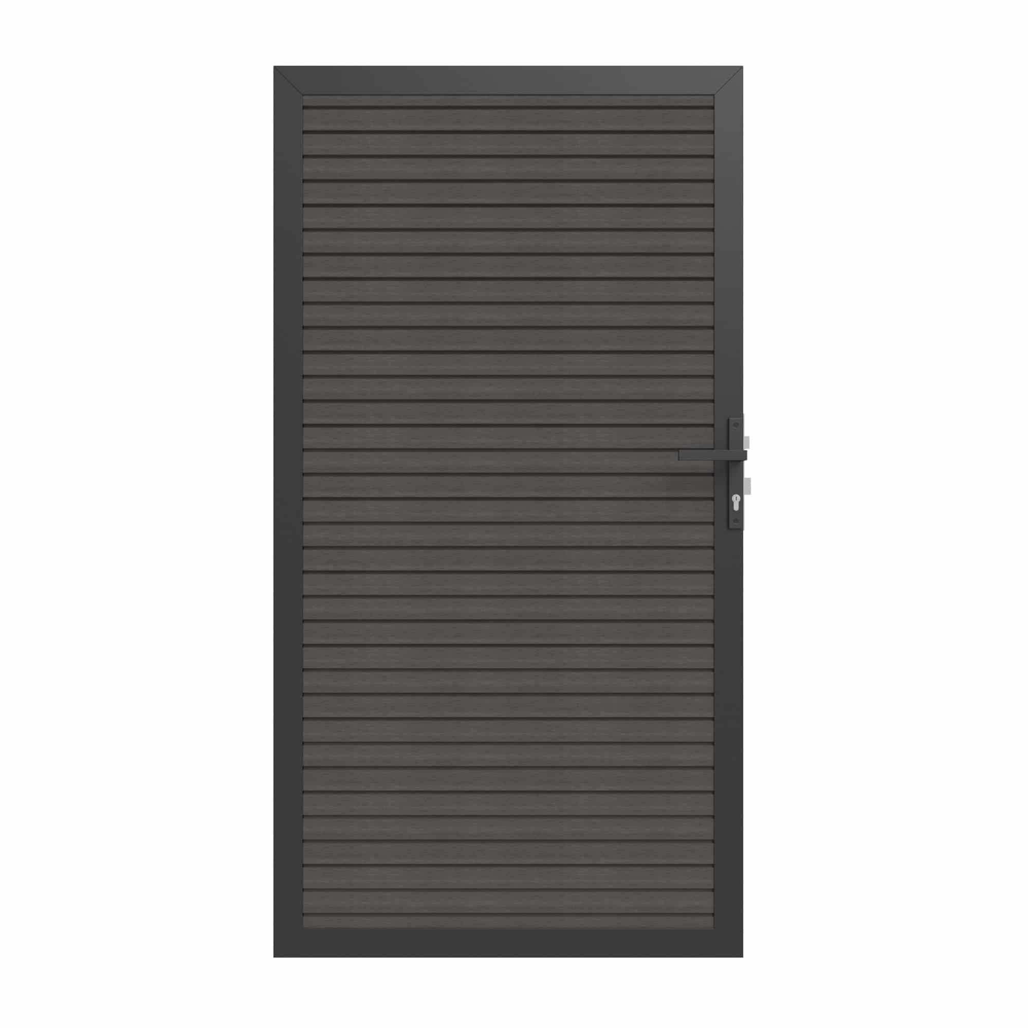 NewTechWood | Co-extrusie composiet deur in frame | horizontaal triple | 100x195cm | Silver Gray