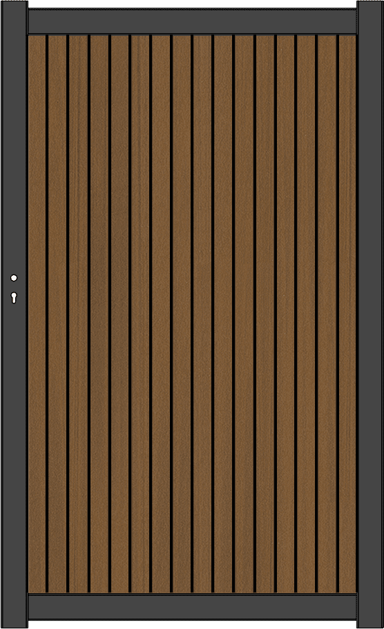 NewTechWood co-extrusie composiet deur Premium | verticaal triple | 97x186cm | Teak/zwart