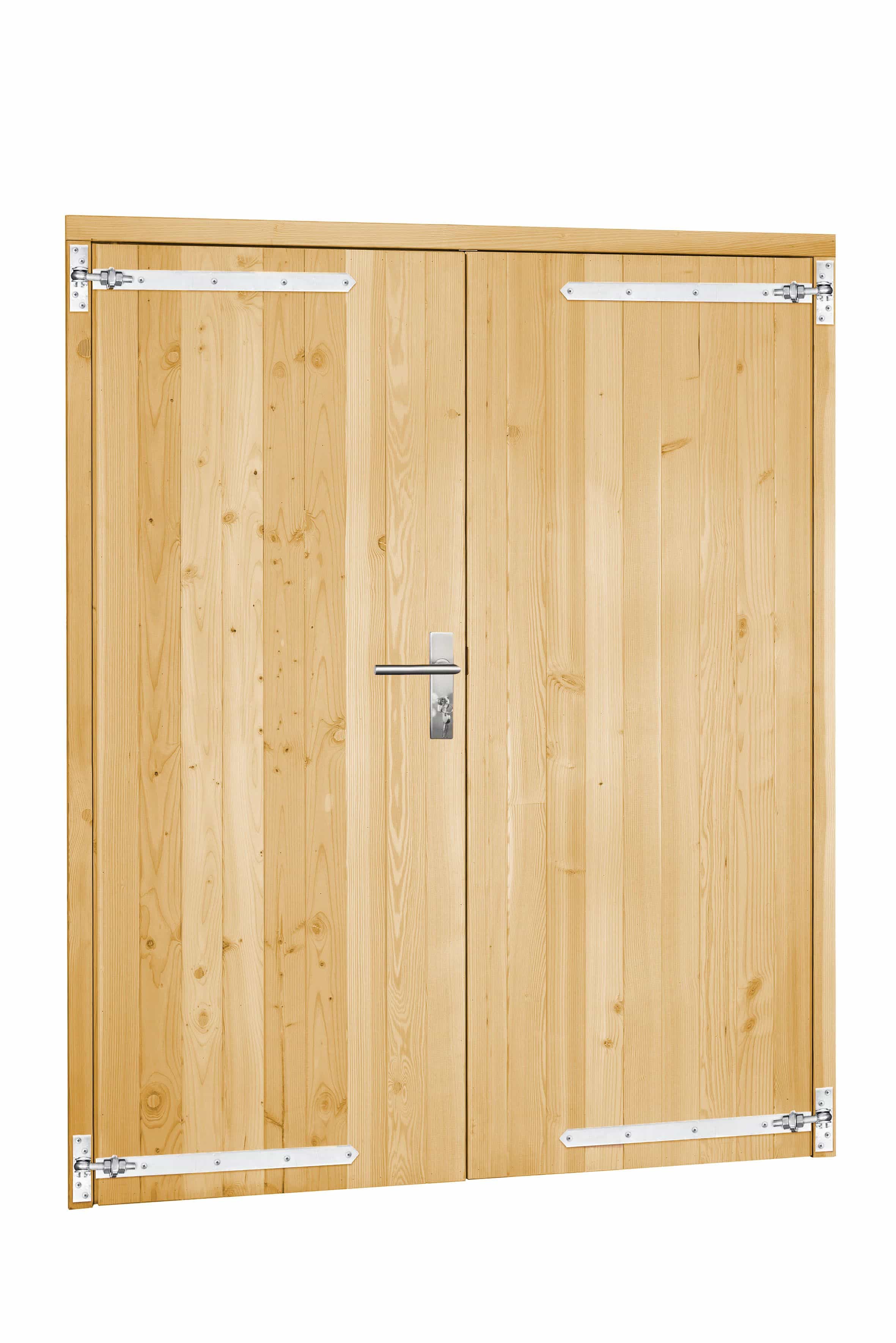 Vuren | dubbele deur incl. kozijn | 168x201cm | onbehandeld