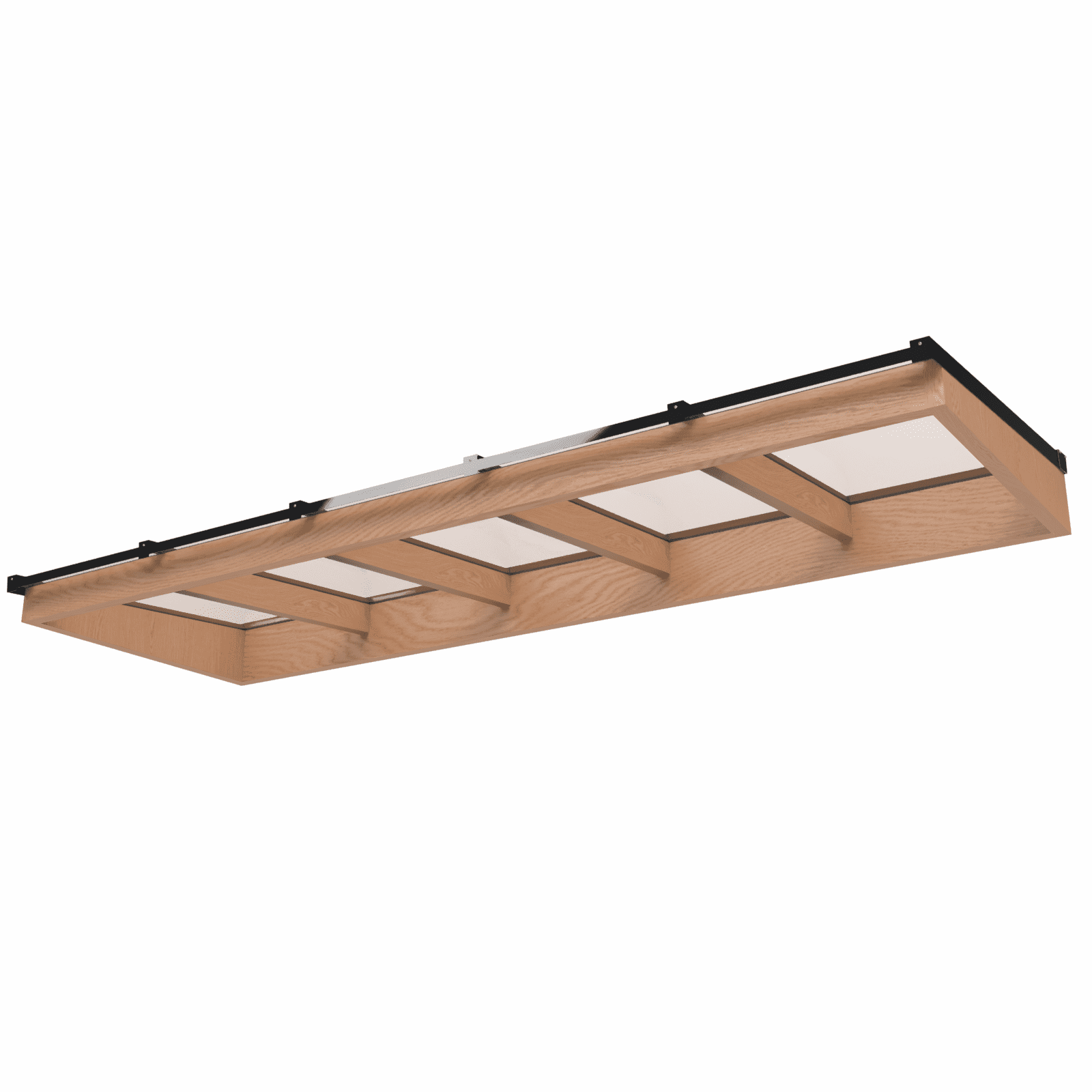 Lichtstraat met lessenaarsdak | onderbouw van onbehandeld douglas | 404,2x125cm | zwart