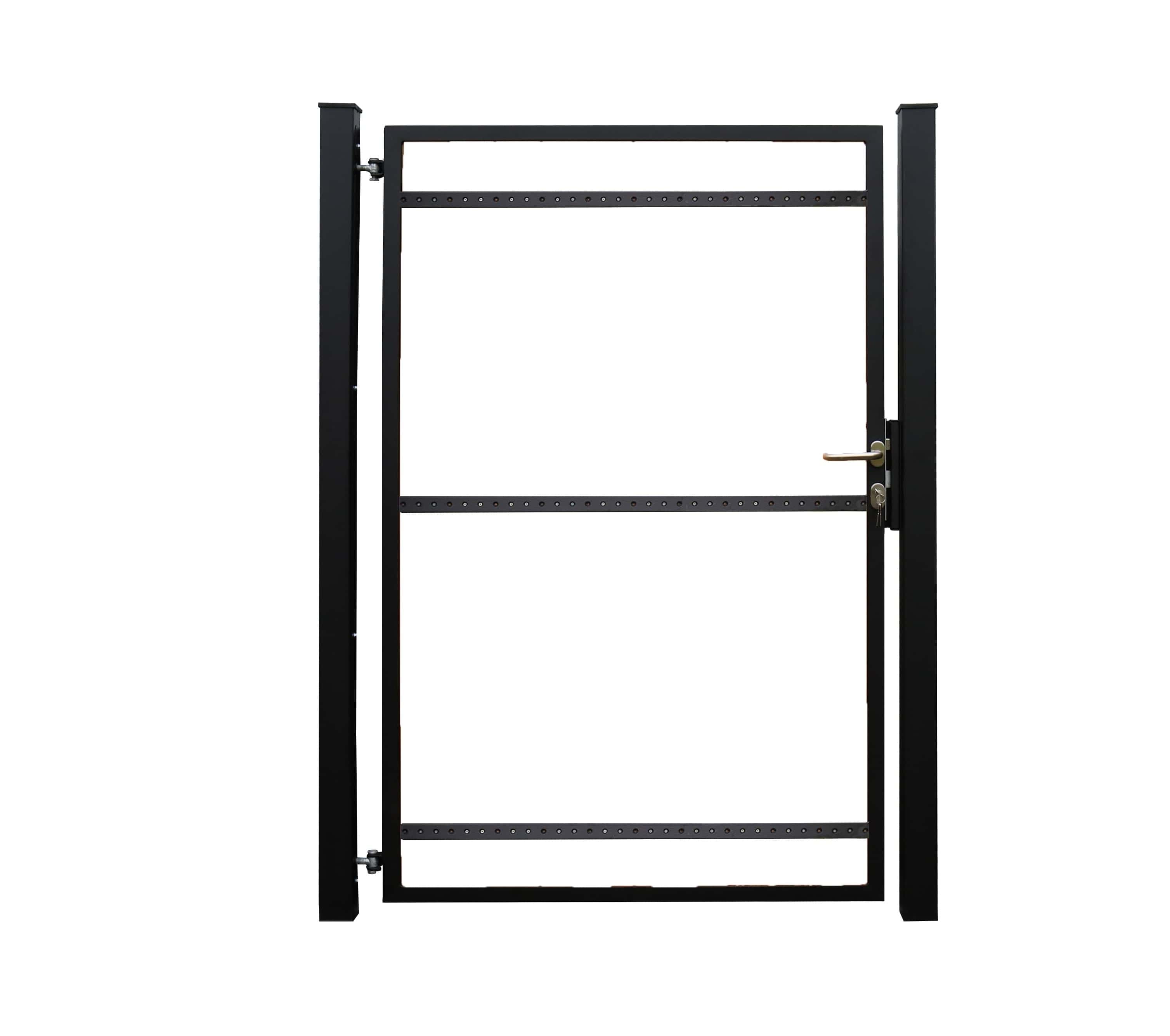 Staalverzinkt poortvleugelpakket Hybide linksdraaiend | 115x185x4cm | zwart gepoedercoat RAL9005