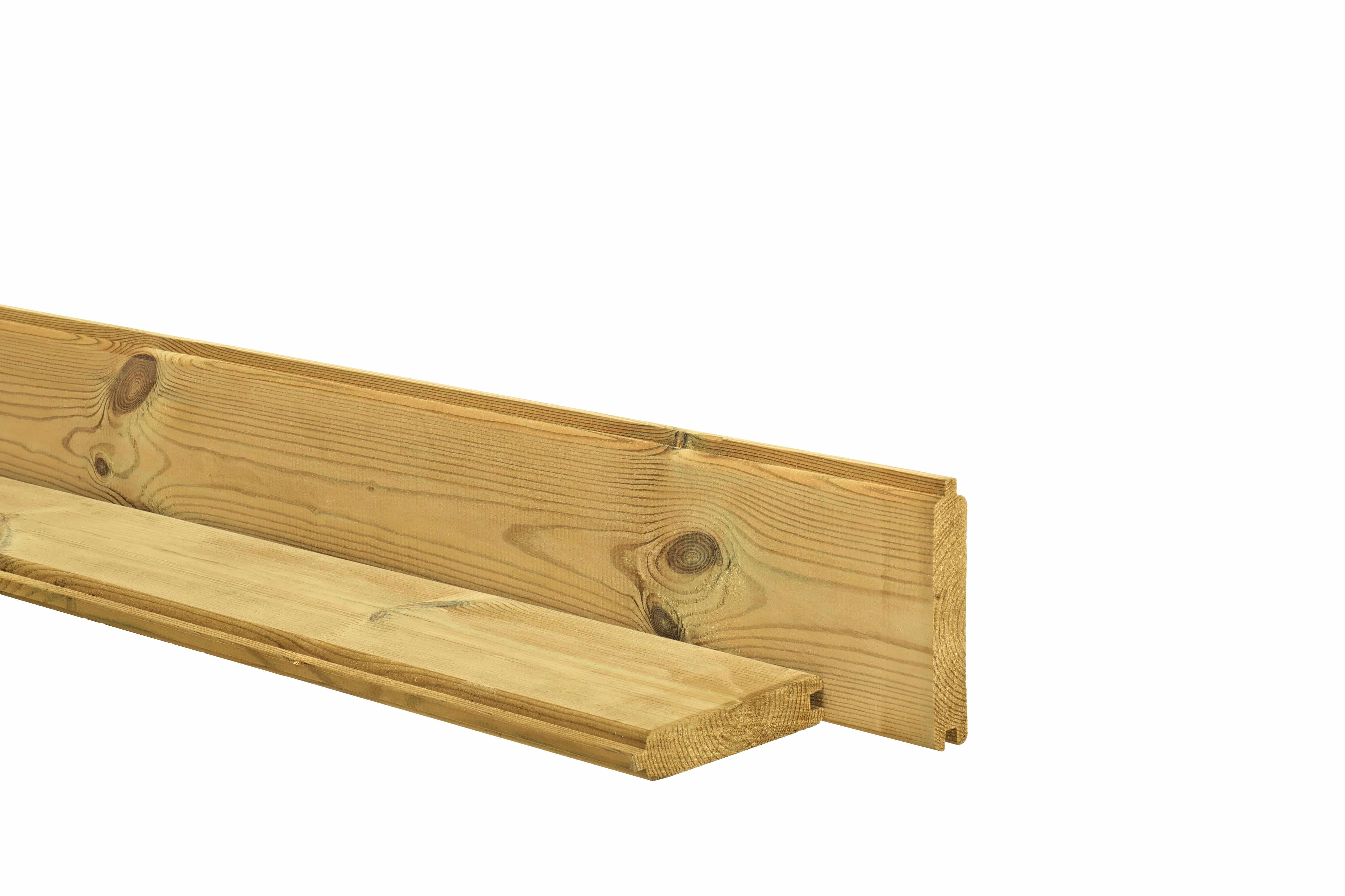 Grenen | profielplank (afdekplank) | 2,8x13,5x200cm | groen geïmpregneerd