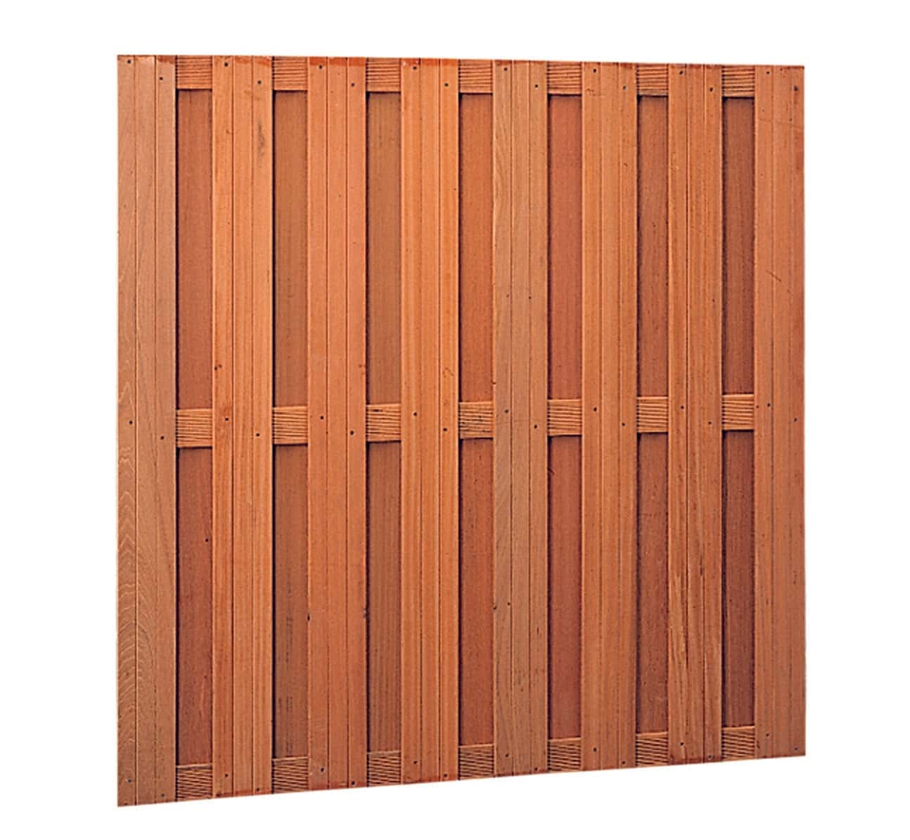 Hardhout | schutting | 180x180cm | 18-planks | verticaal/horizontaal | geschaafd