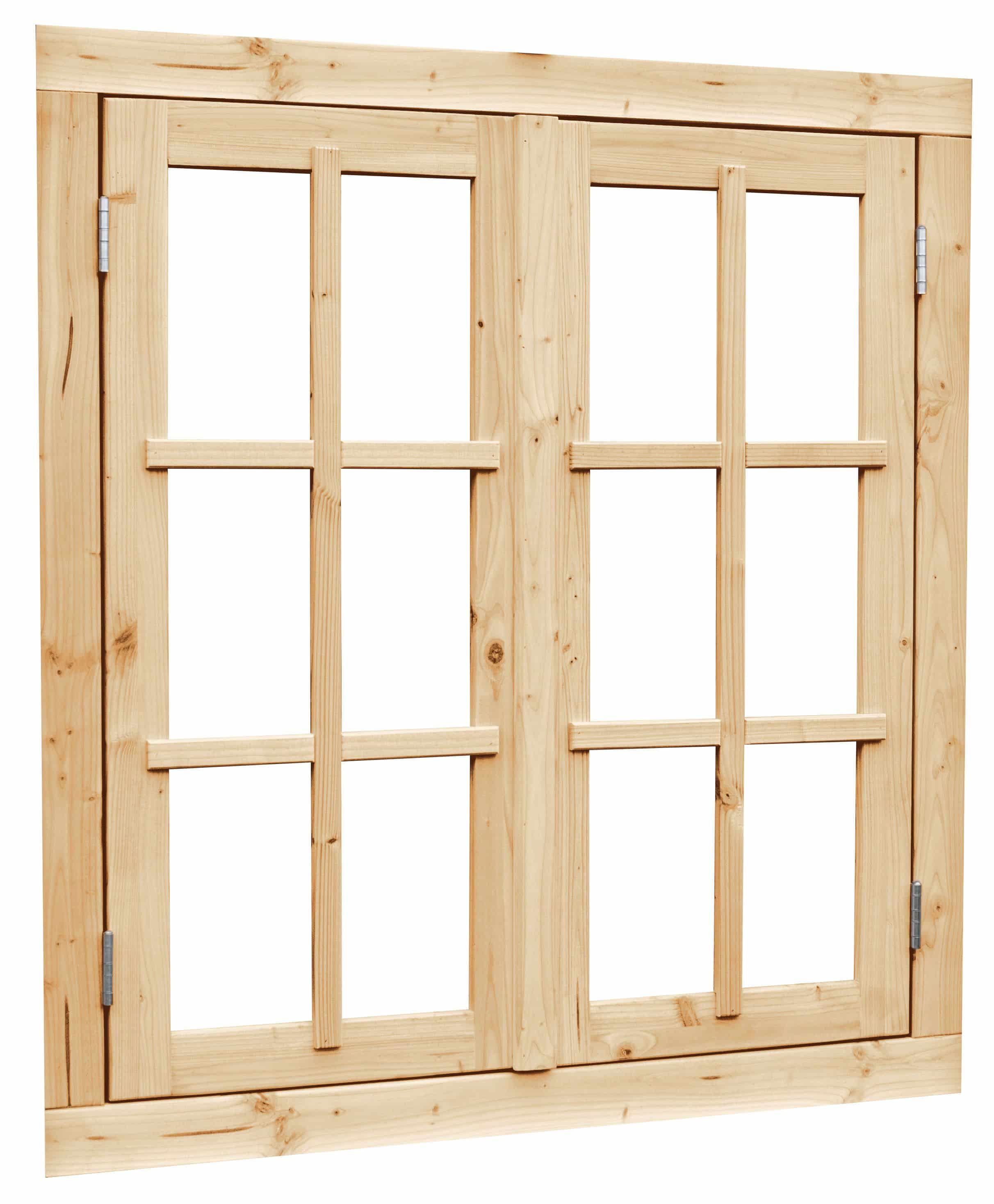 Vuren | dubbel uitzetraam met dubbelglas | 112x120,5cm | onbehandeld