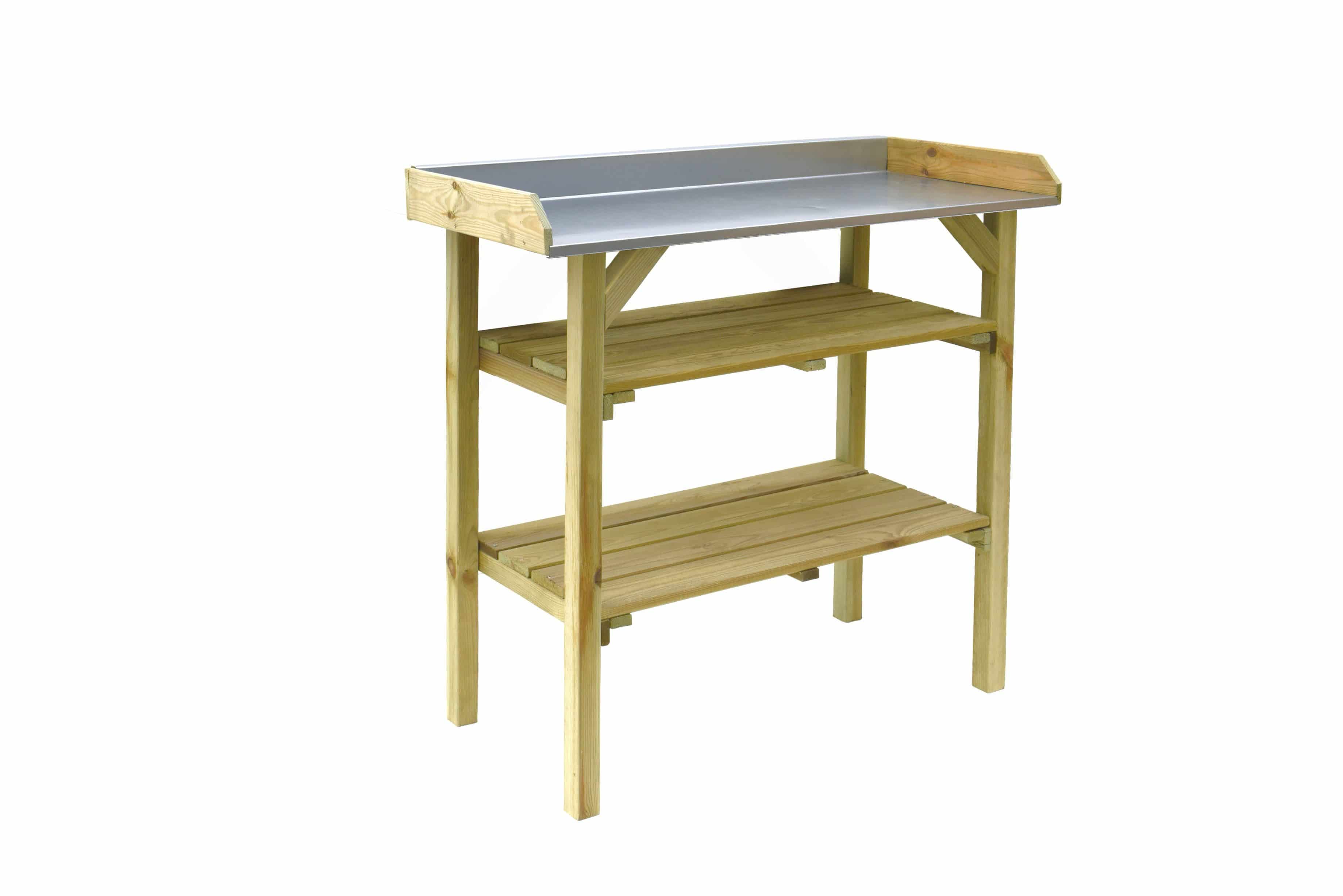 Tuinwerkbank grenen met verzinkt blad | 93x47x95cm | groen geïmpregneerd