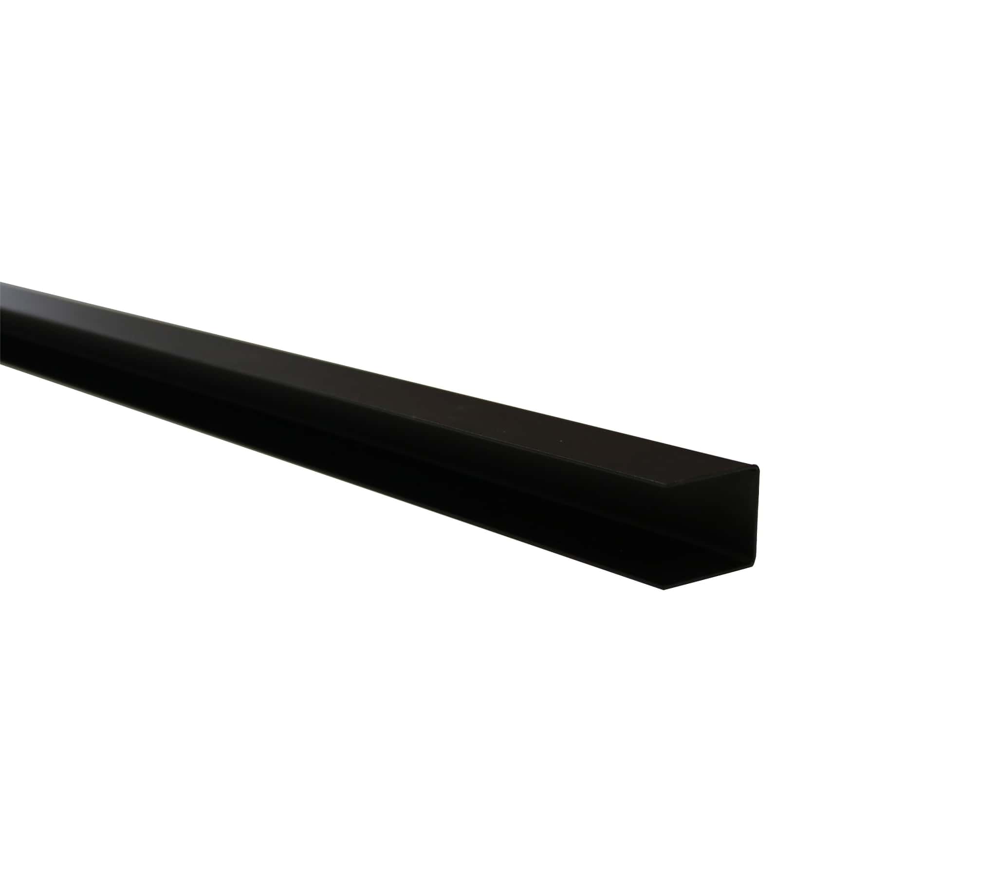 Stalen eindprofiel met structuurcoating t.b.v. H-gleufpaal | 3,4x3,7x200cm | zwart RAL9005