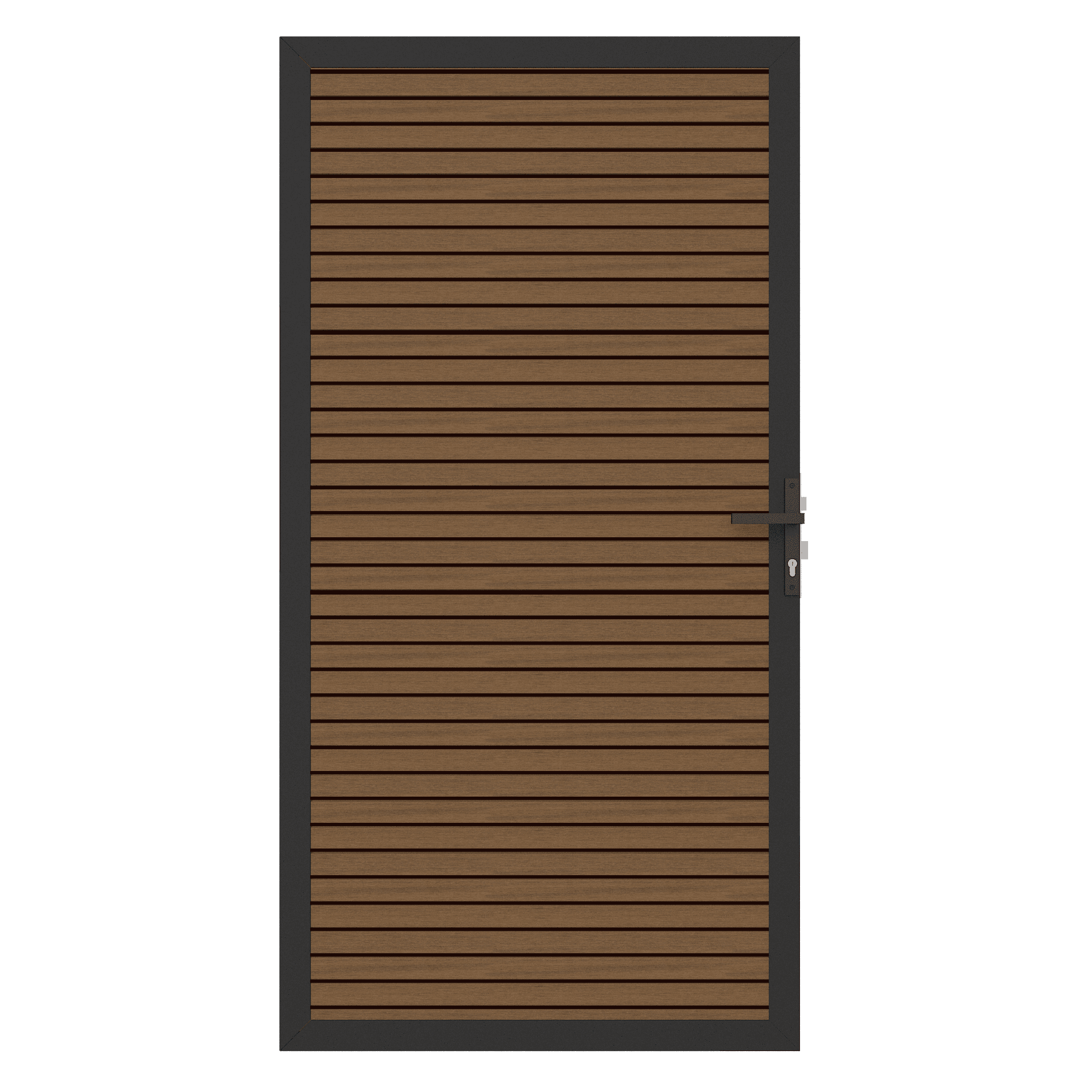 NewTechWood co-extrusie composiet deur | horizontaal triple | 100x195cm | Teak/zwart