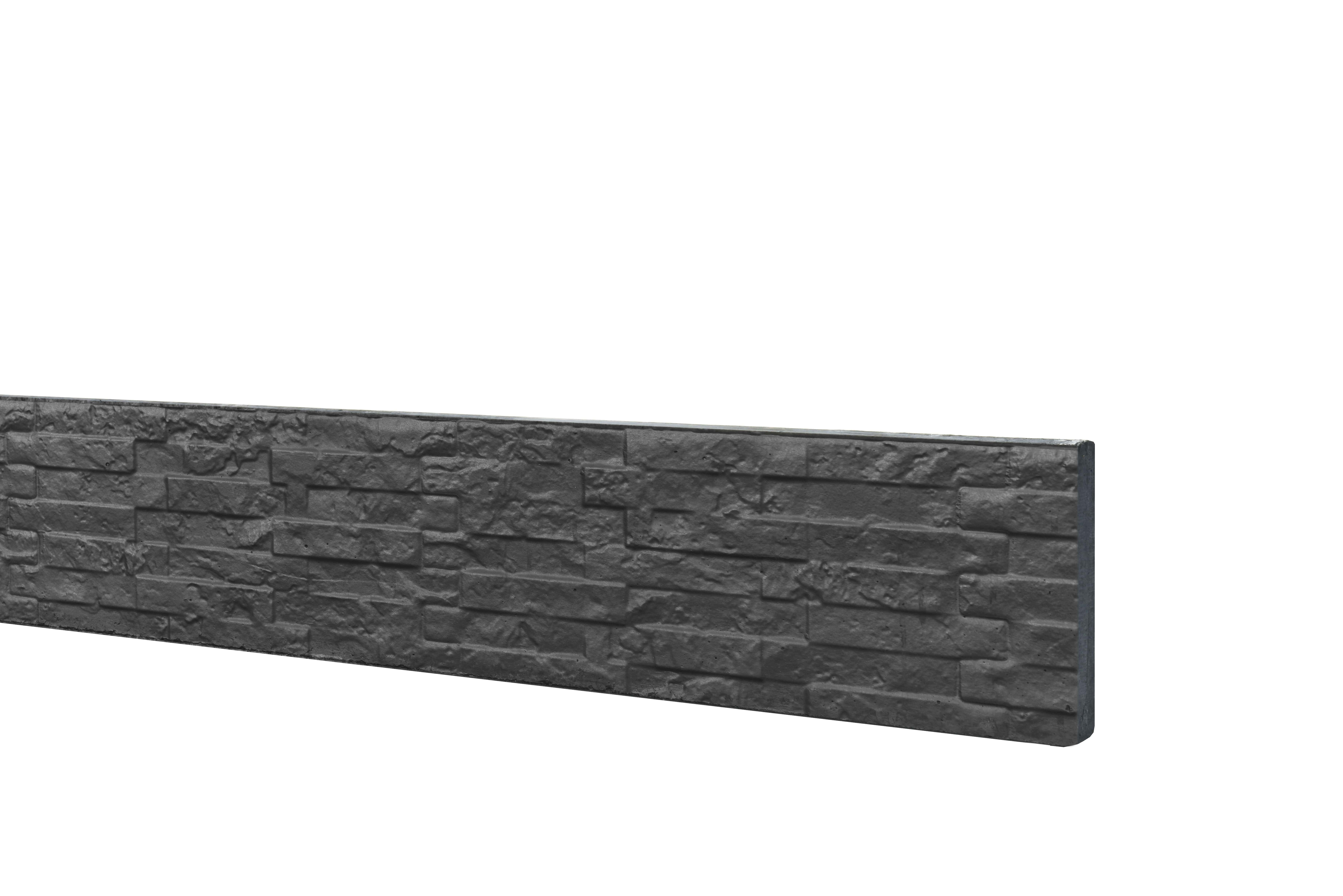 Betonplaat | dubbelzijdig leisteenmotief | 36x3,5x184cm | antraciet | ongecoat