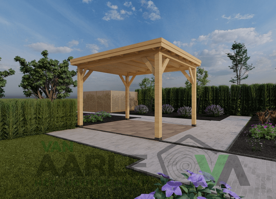 Eiken overkapping Jekschot | plat dak