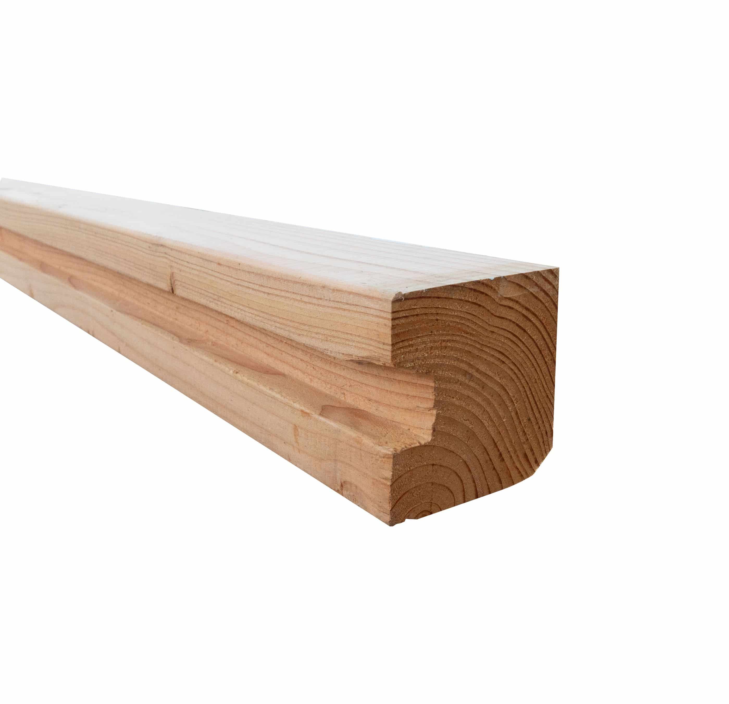 Douglas | sleufpaal | 9,5x9,5x300cm | t.b.v. 28mm profielplanken | eindpaal | onbehandeld
