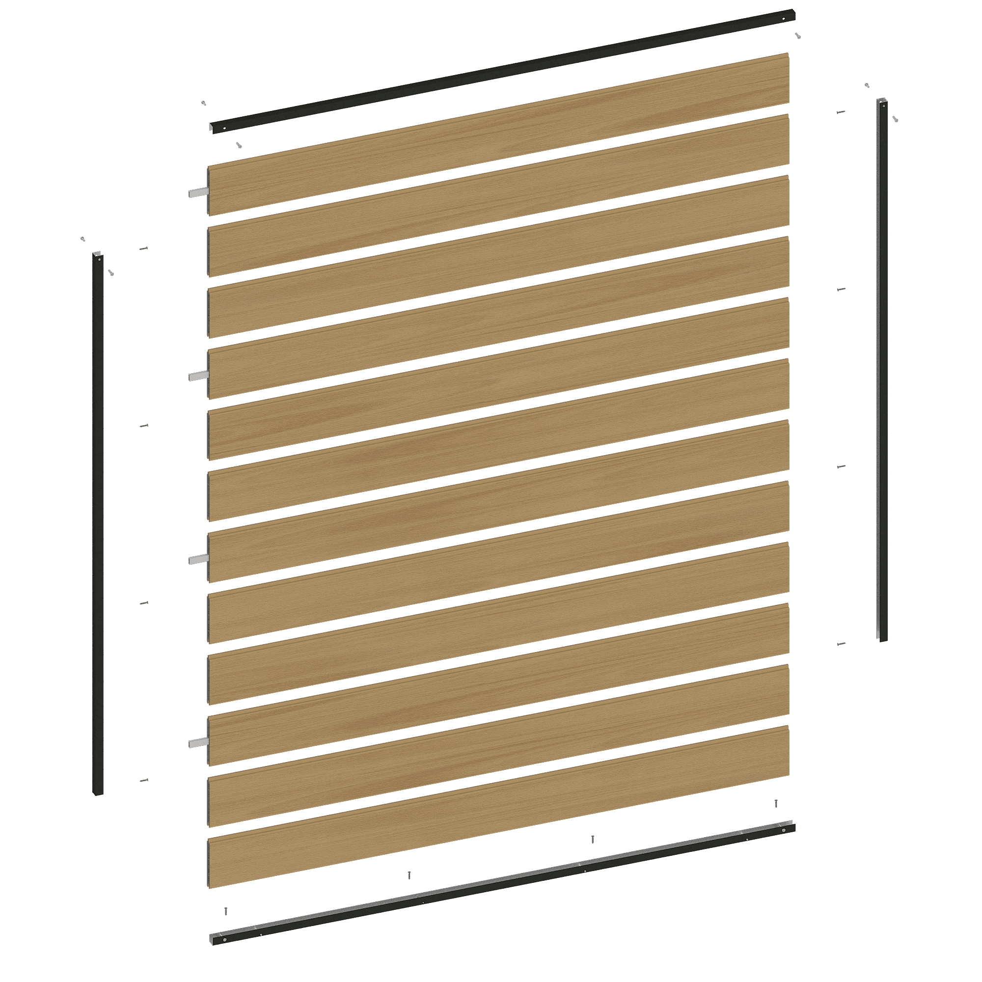 NewTechWood alu frameset t.b.v scherm i.c.m betonpalen | zwart gepoedercoat