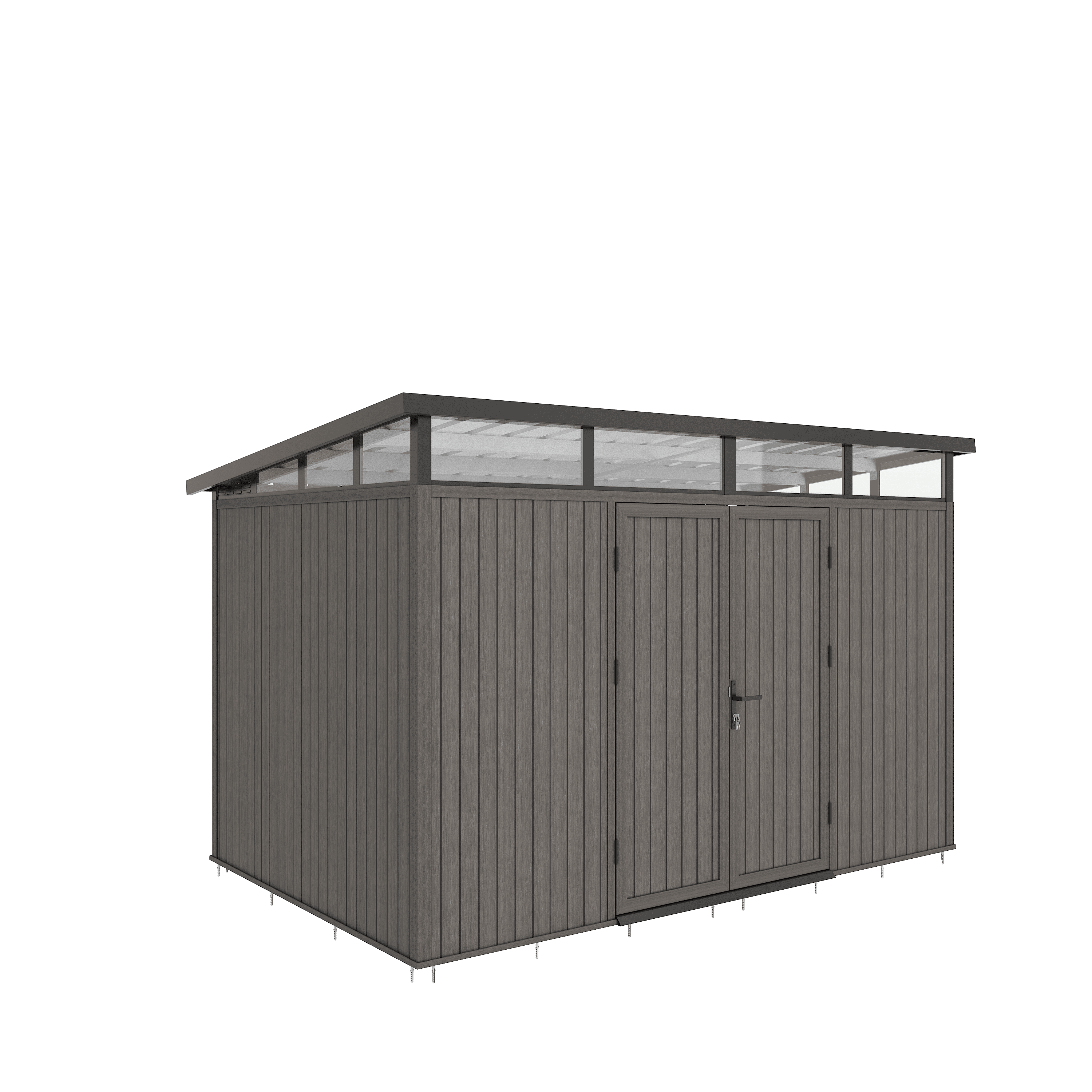NewTechWood berging met dubbele deur | 344x210cm | Silver Gray