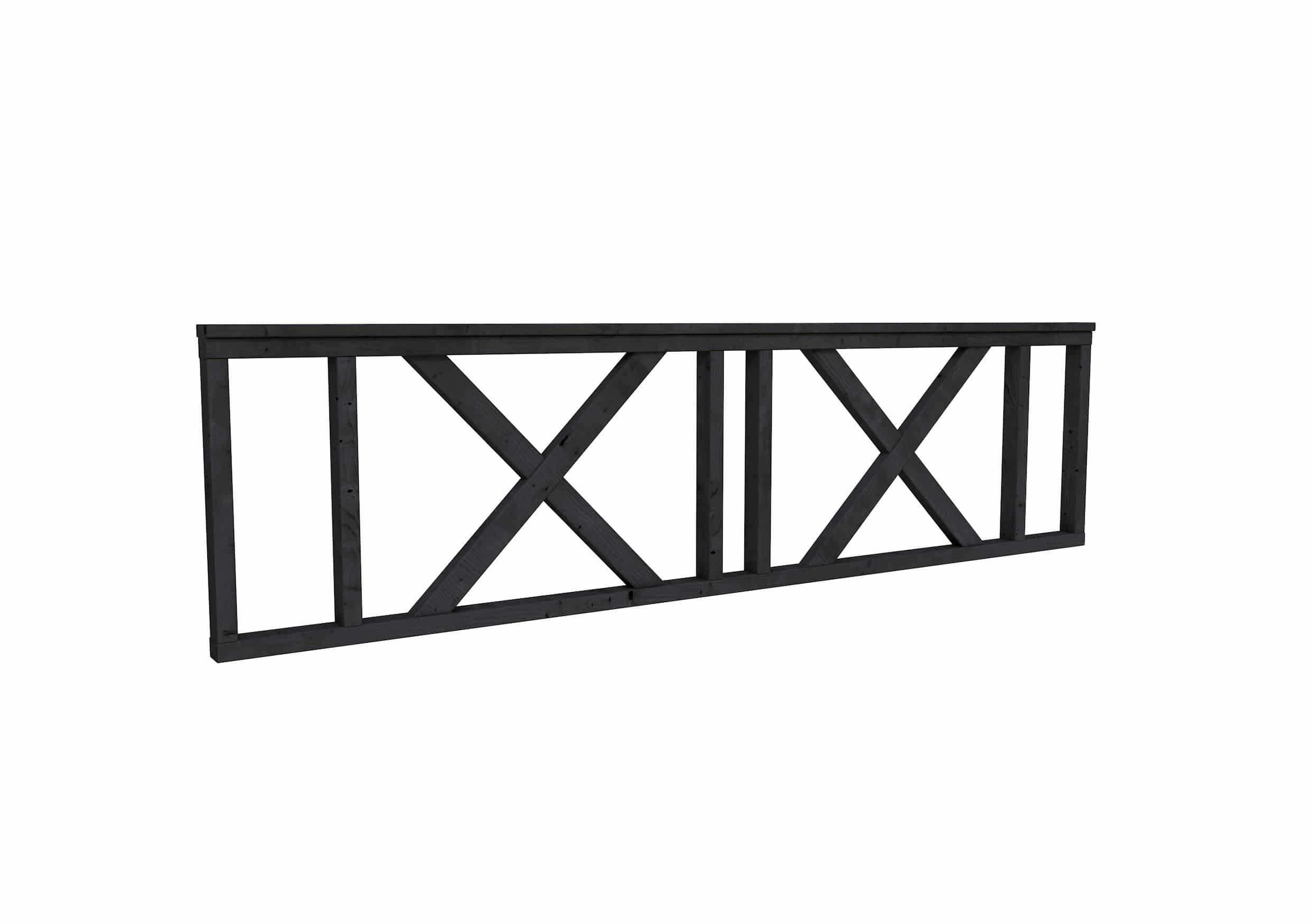 Douglas | hek met kruis type C | 278,5x73cm | zwart geïmpregneerd