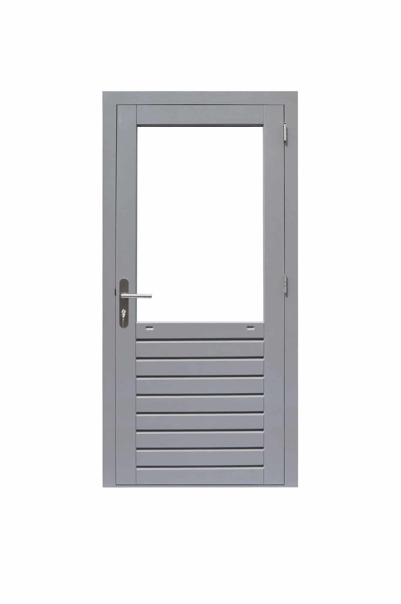 Hardhout | deur Prestige met dubbelglas | 109x221cm | 1-ruits | rechtsdraaiend | grijs gegrond