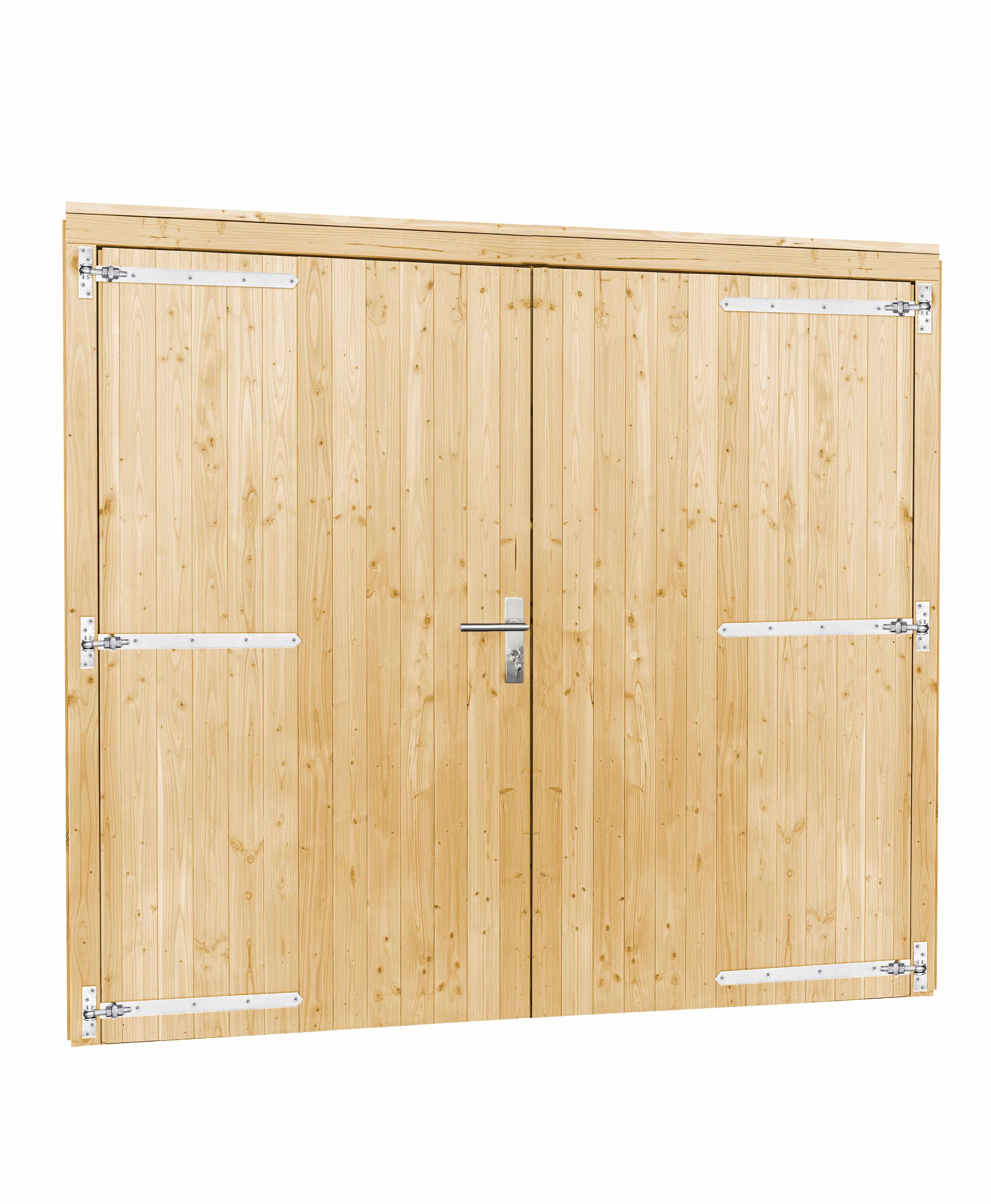 Vuren | dubbele deur incl. kozijn extra breed/hoog | 255x209cm | onbehandeld