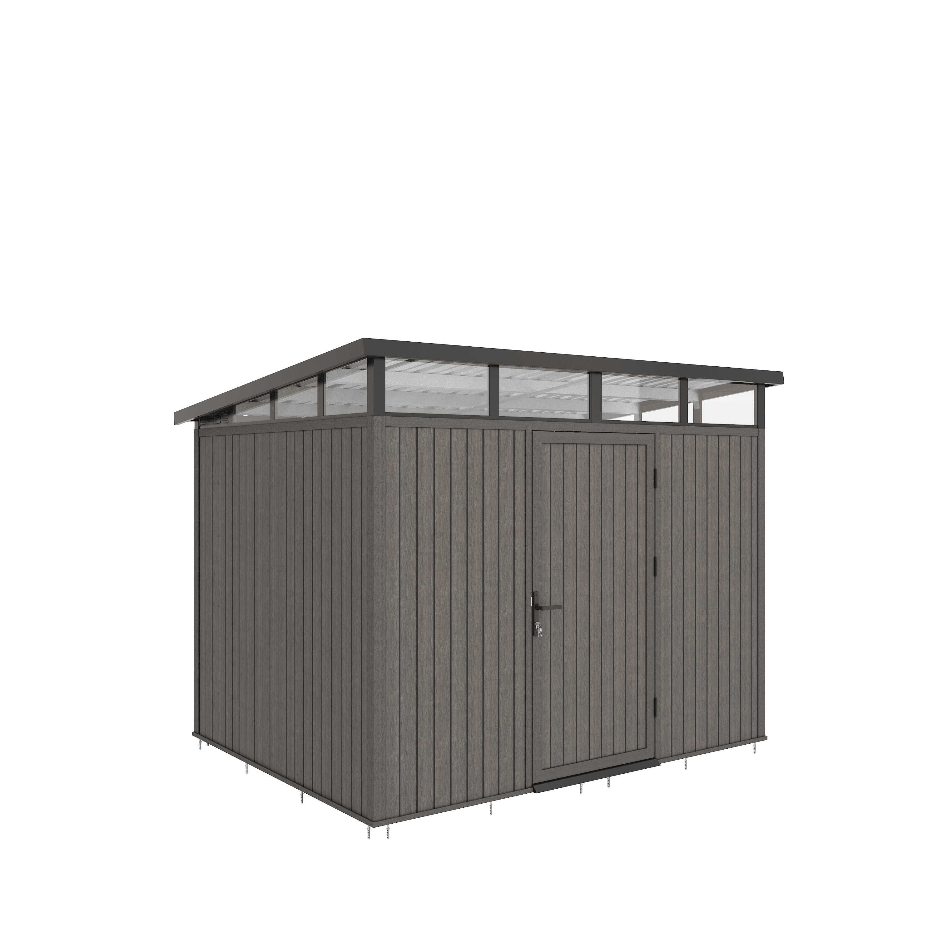 NewTechWood berging met enkele deur | 283x210cm | Silver Gray