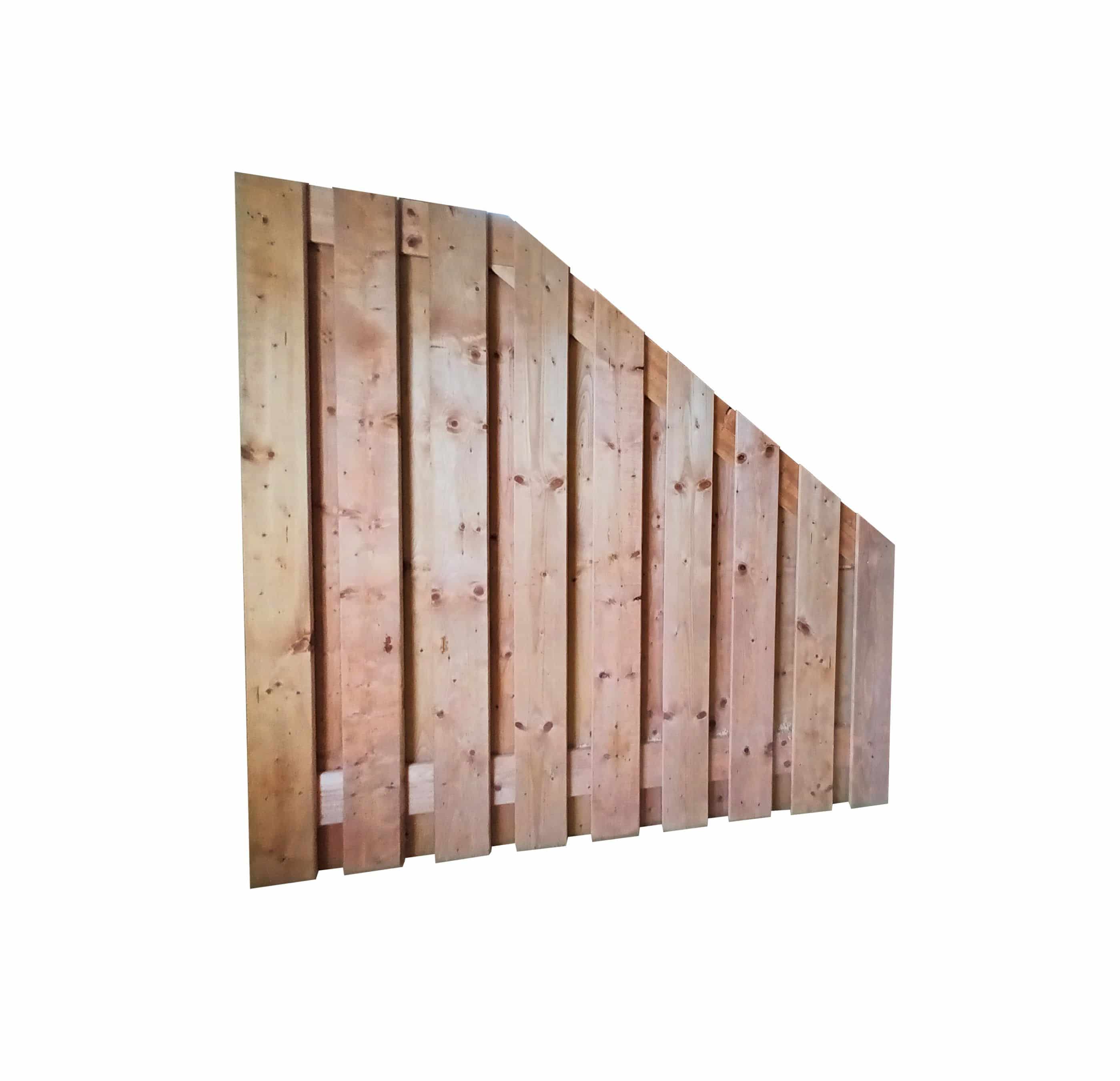 Redvision | schutting | 180x180-90cm | 19-planks | verticaal recht aflopend | geschaafd