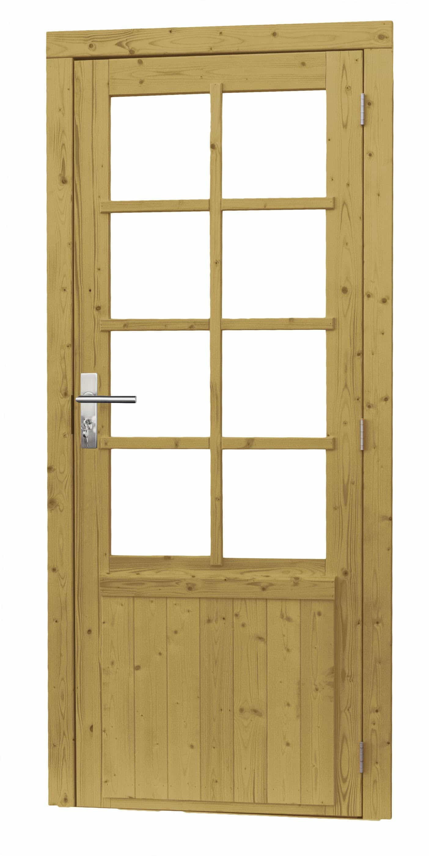 Vuren | deur incl. kozijn | rechtsdraaiend | 90x201cm | 8-ruits | groen geïmpregneerd