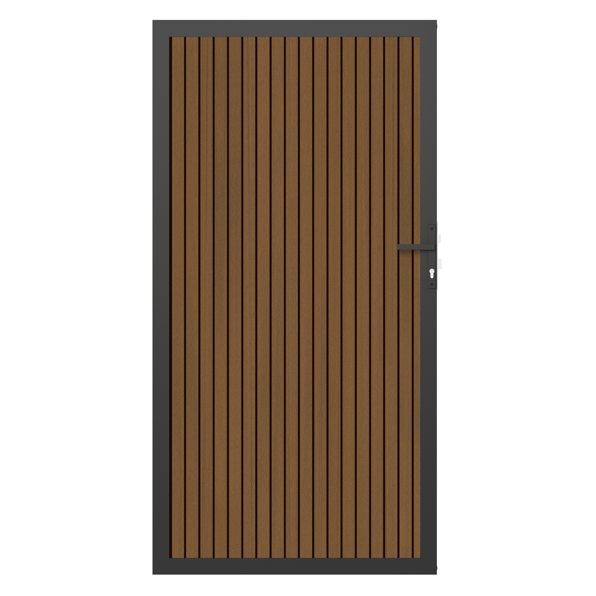 NewTechWood co-extrusie composiet deur | verticaal triple | 100x195cm | Teak/zwart