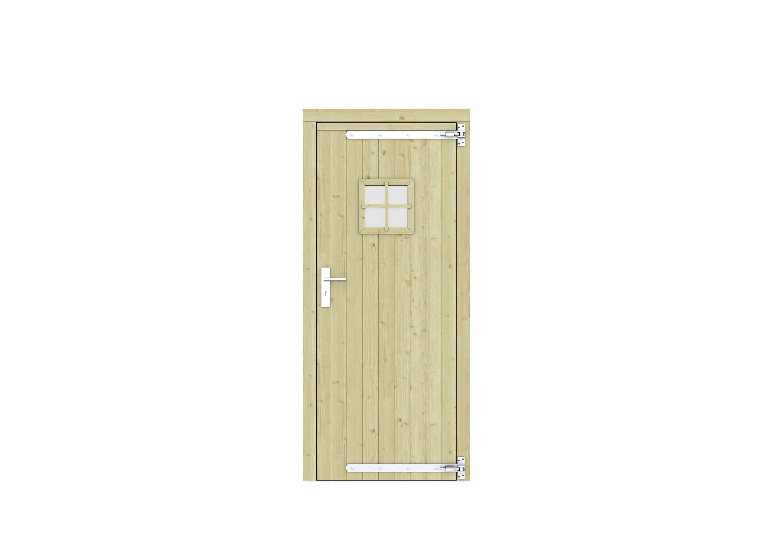 Vuren dichte enkele deur + ruitje 90x201cm | rechtsdraaiend | groen geïmpregneerd
