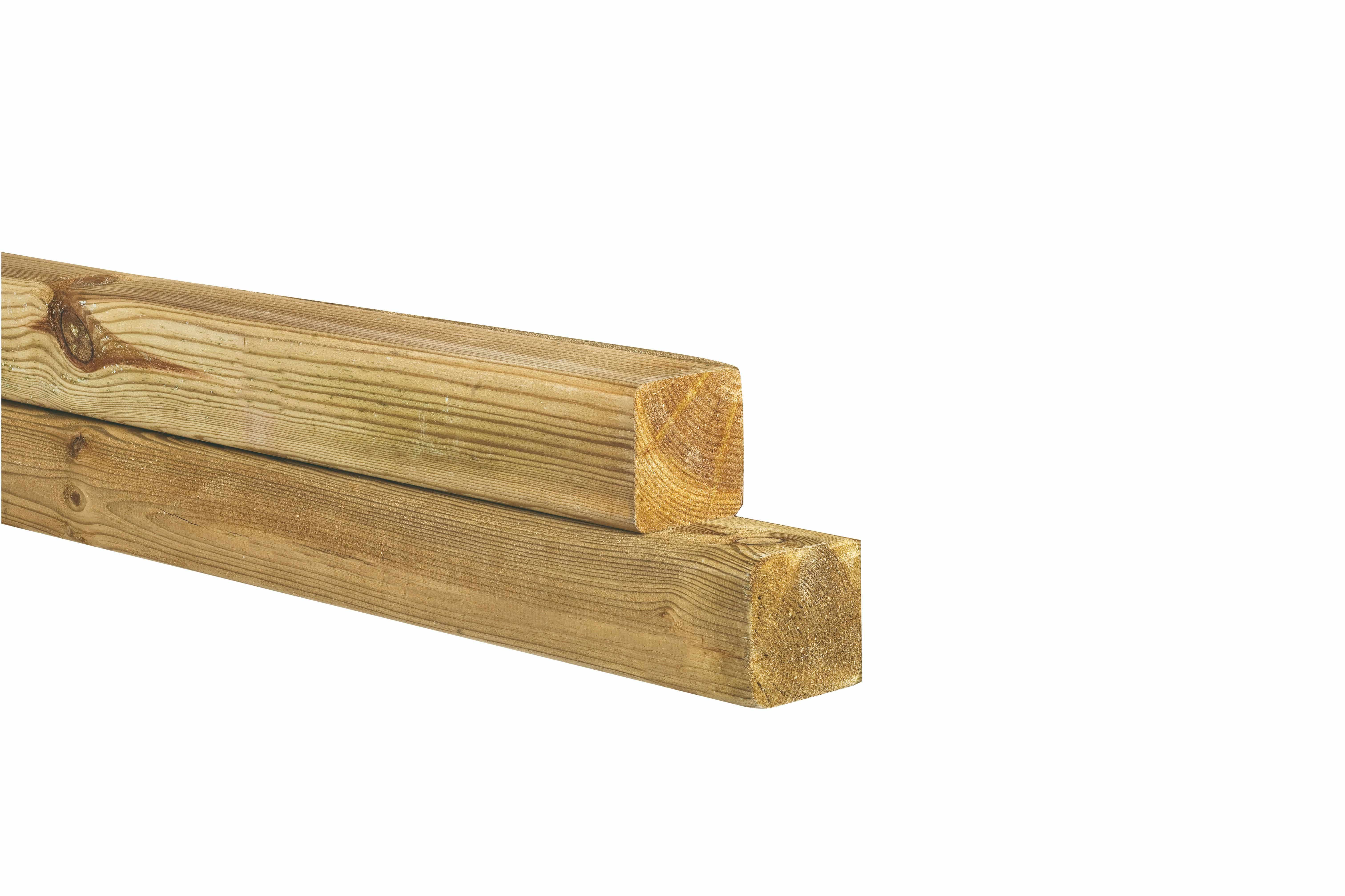 Grenen | paal | 6,8x6,8x180cm | zonder diamantkop | geschaafd | groen geïmpregneerd