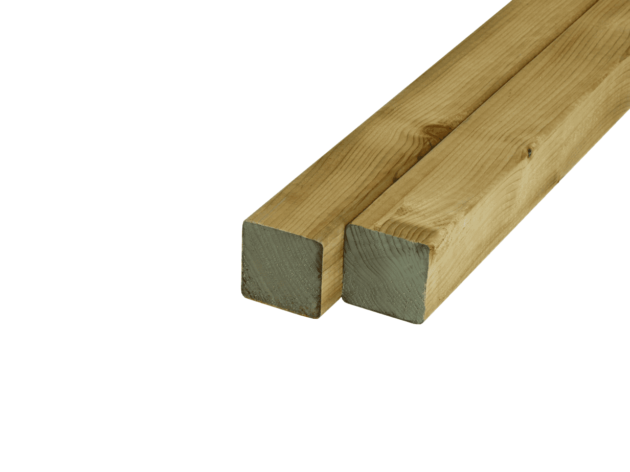 Vuren | paal | geschaafd | 45x45mm | groen geïmpregneerd
