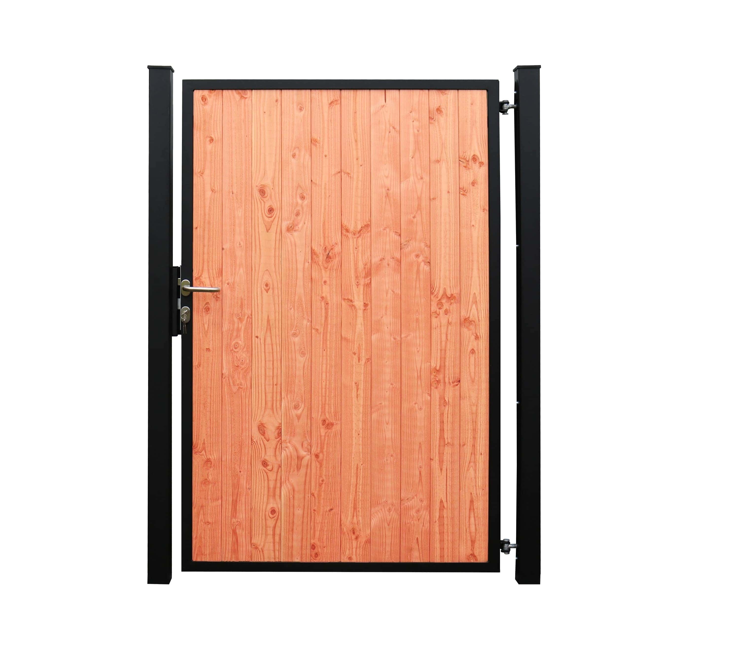 Staalverzinkt poortvleugelpakket Hybide rechtsdraaiend | 115x185x4cm | zwart gepoedercoat RAL9005