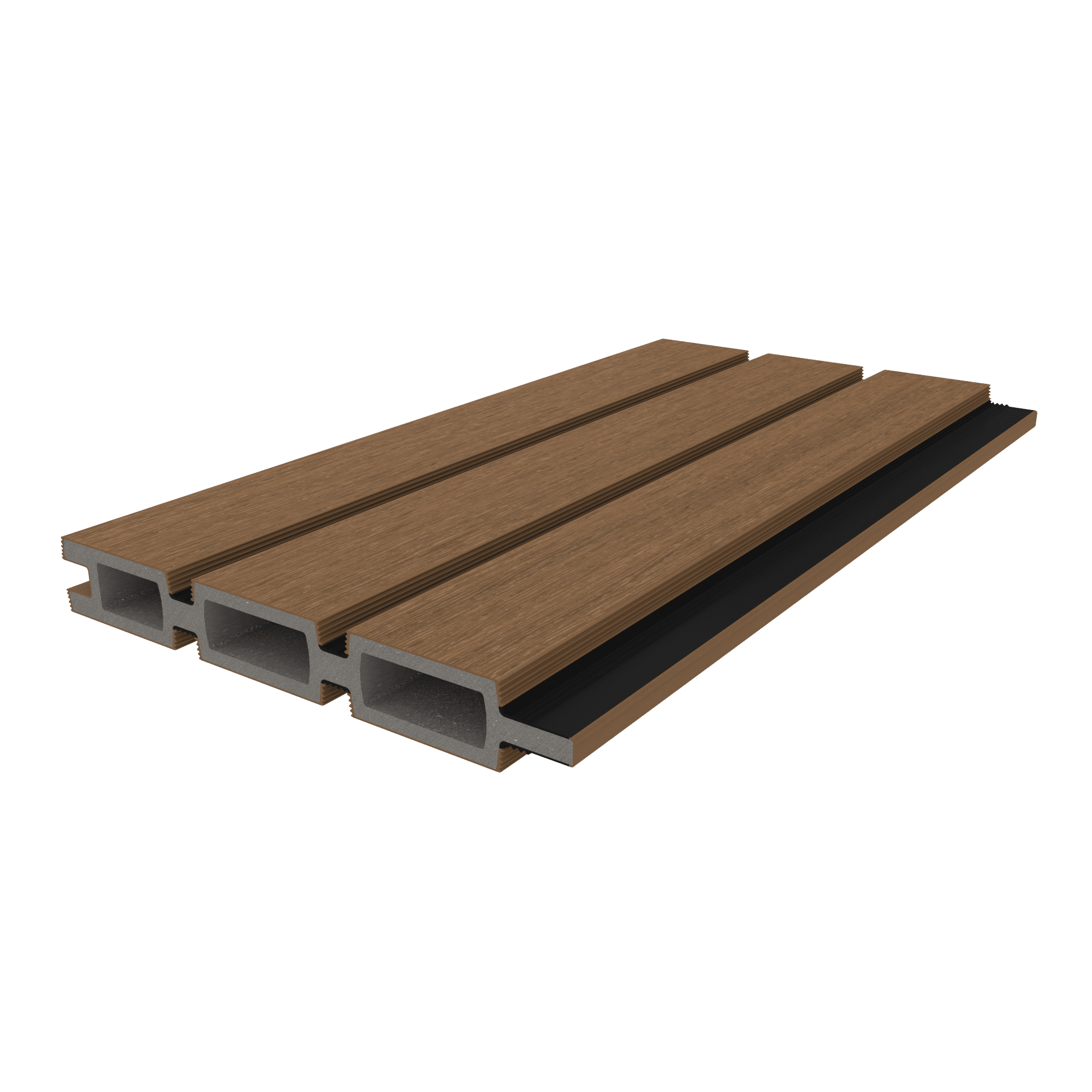 NewTechWood co-extrusie composiet Triple Rhombus schermplank | 2,1x16x180cm | Teak/zwart