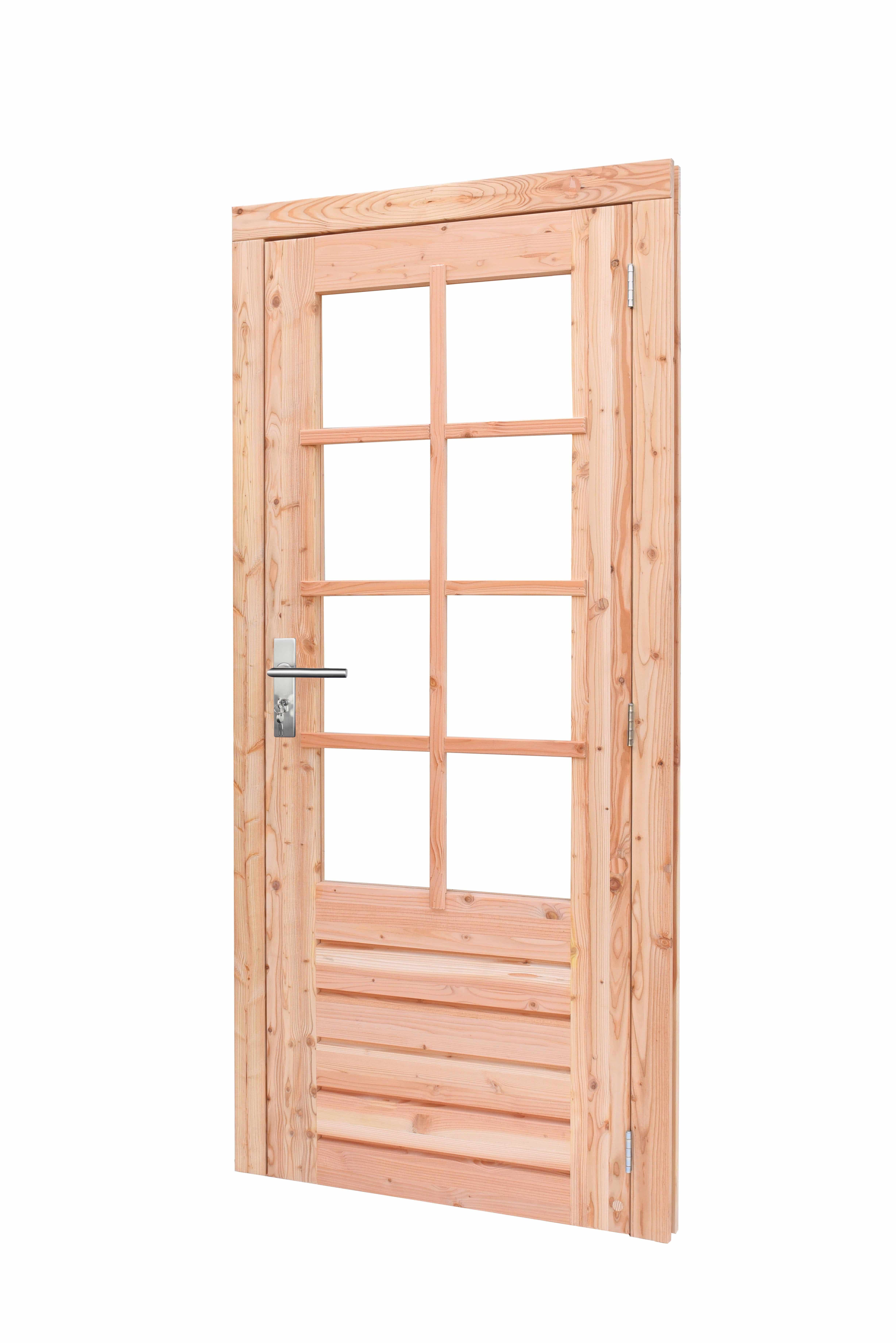 Douglas | deur incl. kozijn | 90x201cm | 8-ruits | rechtsdraaiend | onbehandeld