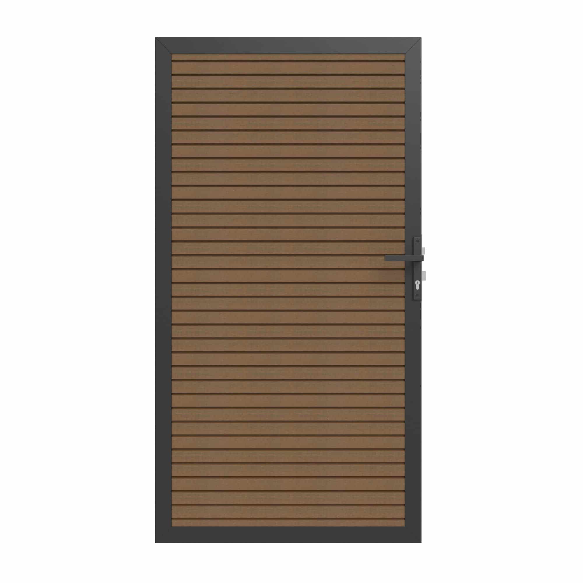 NewTechWood | Co-extrusie composiet deur in frame | horizontaal triple | 100x195cm | Teak