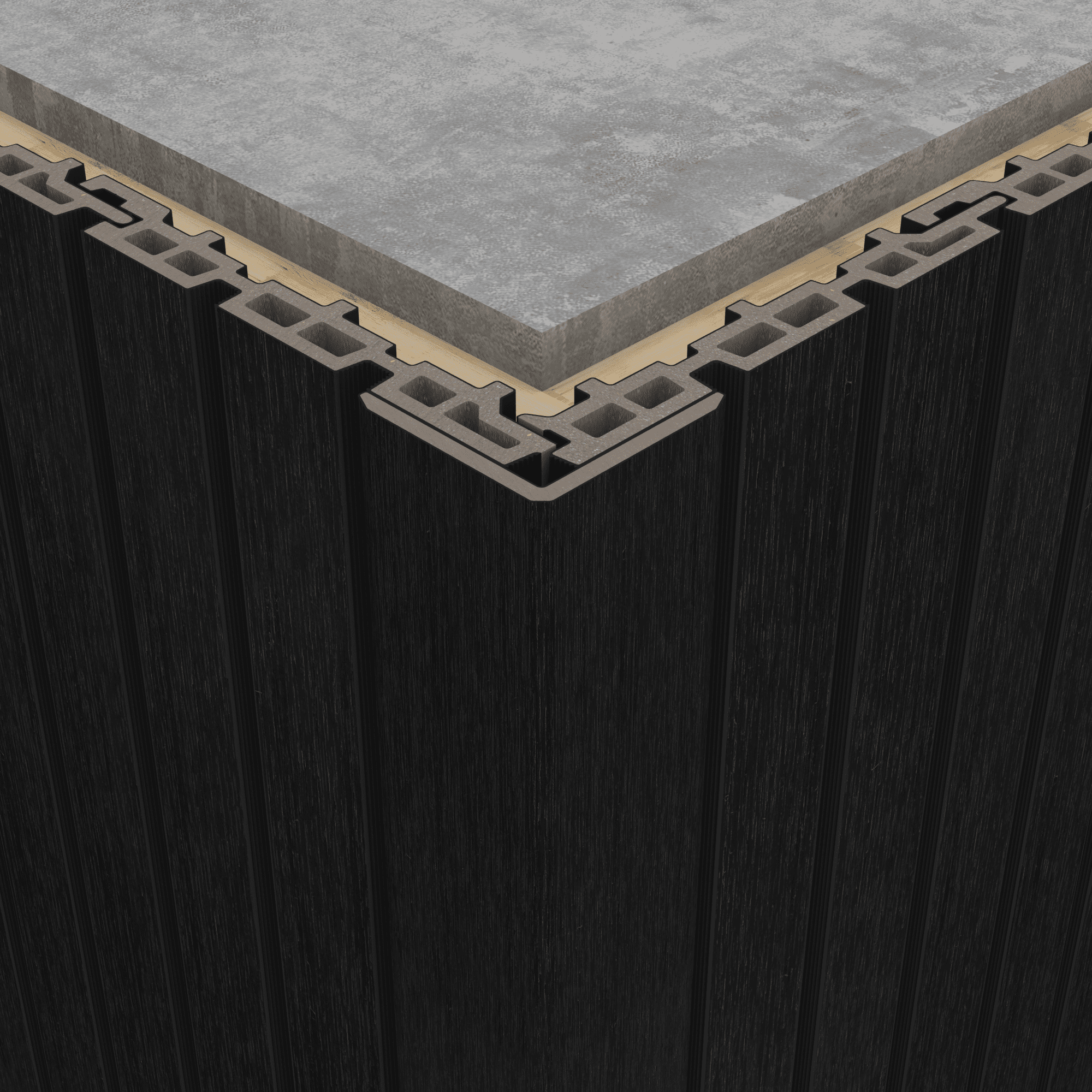 NewTechWood HKC hoekprofiel | 5,5x5,5x300cm | Ebony zwart