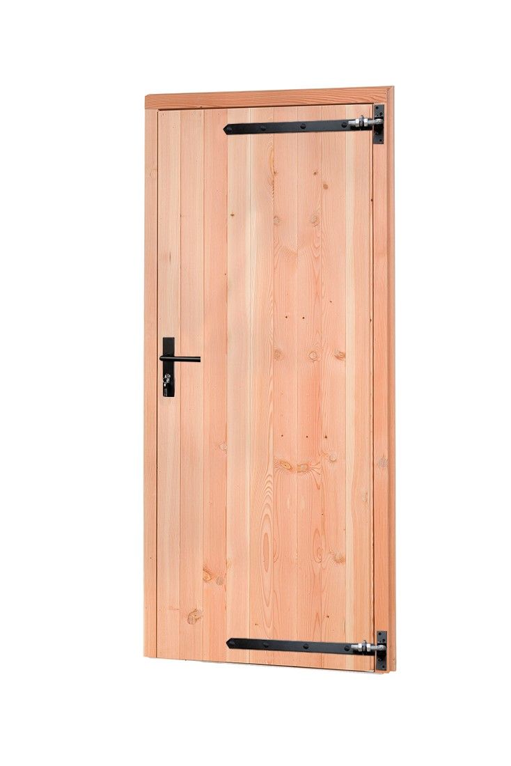 Douglas | deur incl. kozijn | 90x201cm | rechtsdraaiend | zwart beslag | onbehandeld