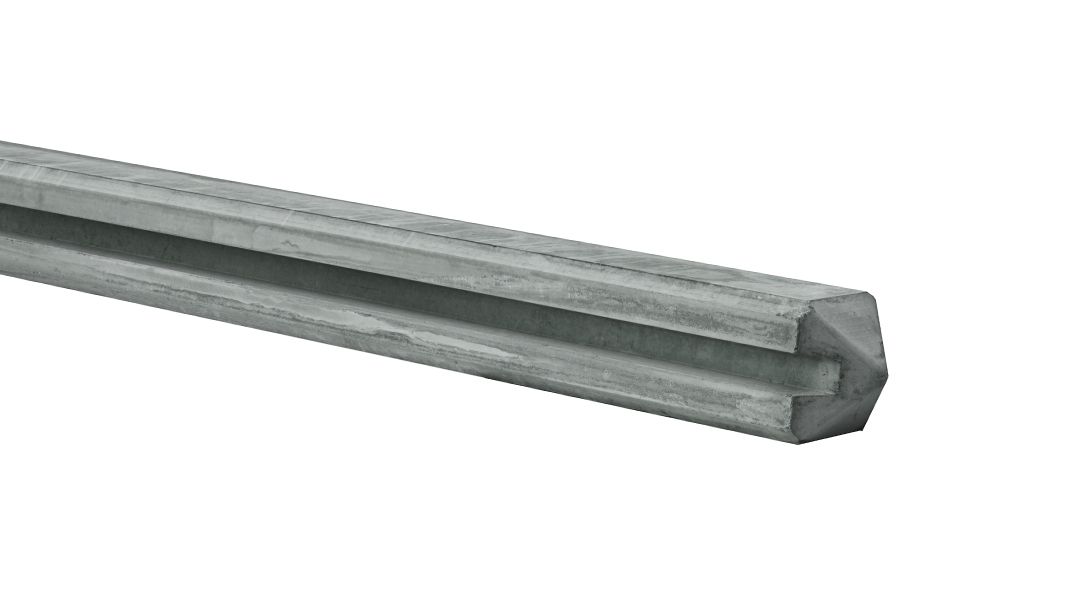 Beton | hoekpaal met sleuf en diamant kop | 11,5x11,5x278cm | grijs | ongecoat