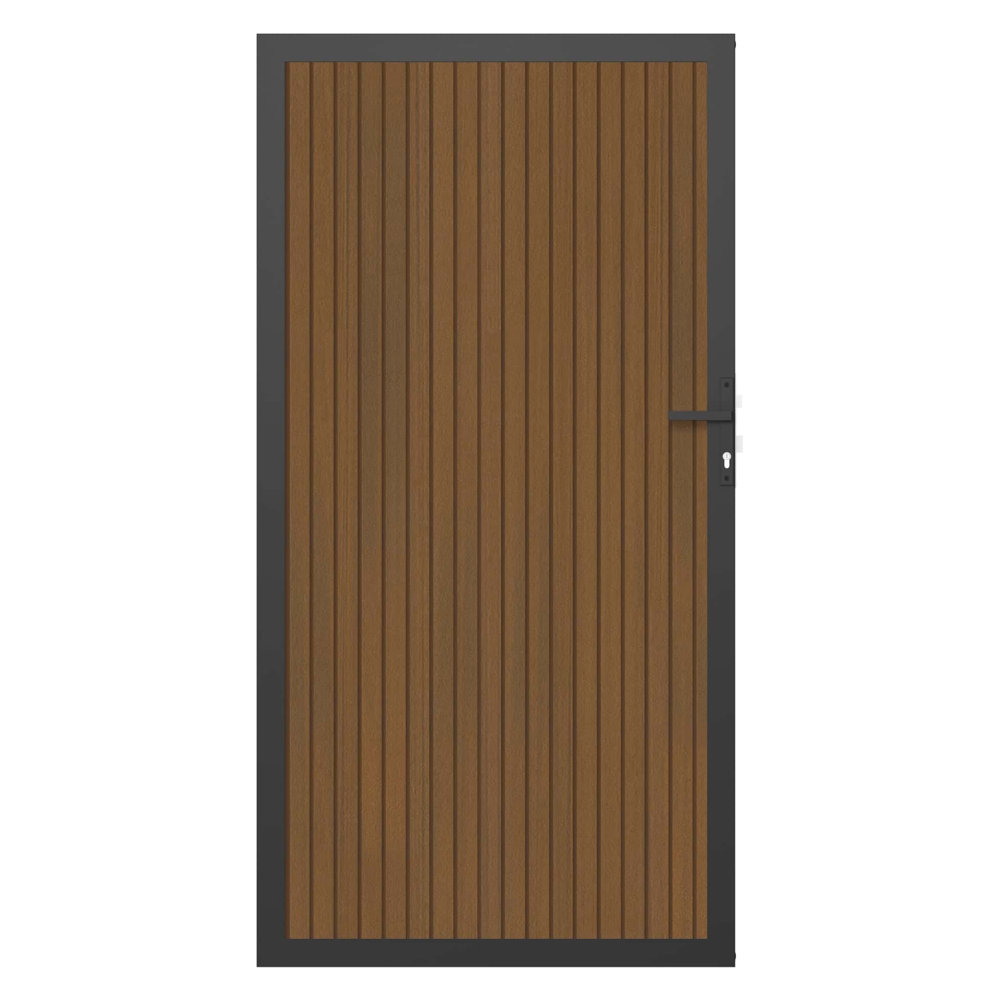 NewTechWood Co-extrusie composiet deur | verticaal triple | 100x195cm | Teak