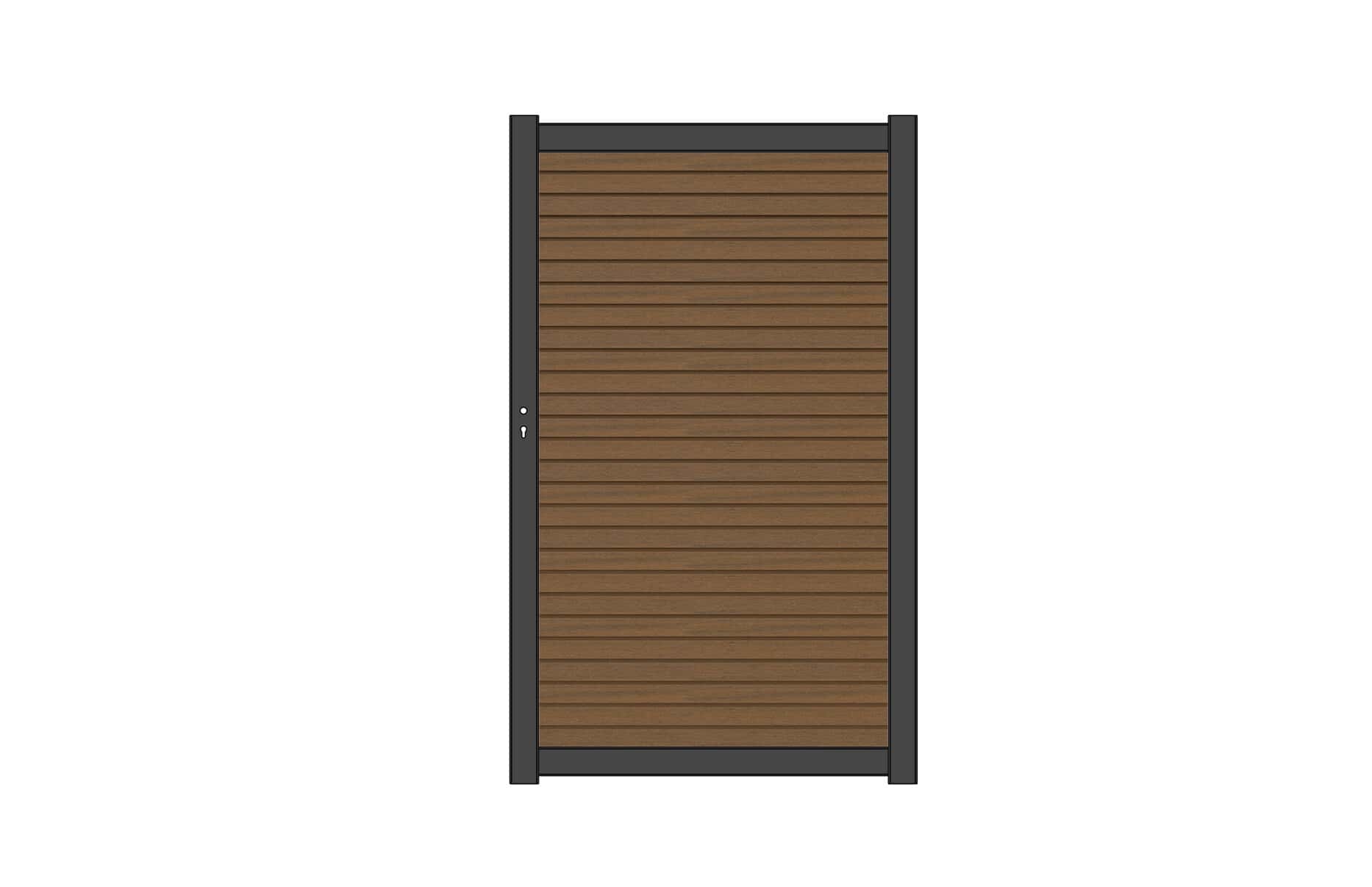 NewTechWood co-extrusie composiet deur Premium | horizontaal triple | 97x186cm | Teak