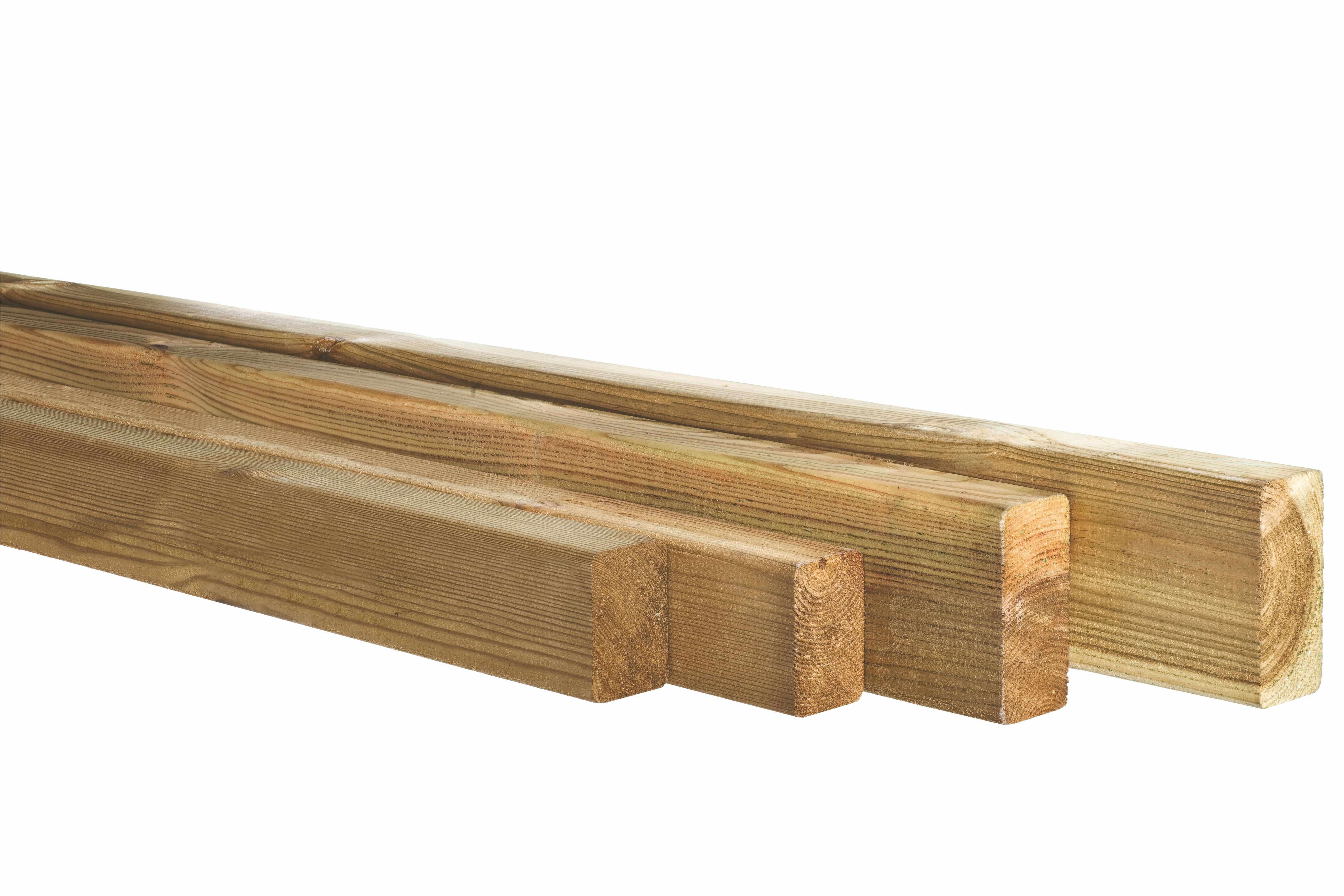 Grenen | regel | 4,4x9,5x500cm | geschaafd | groen geïmpregneerd