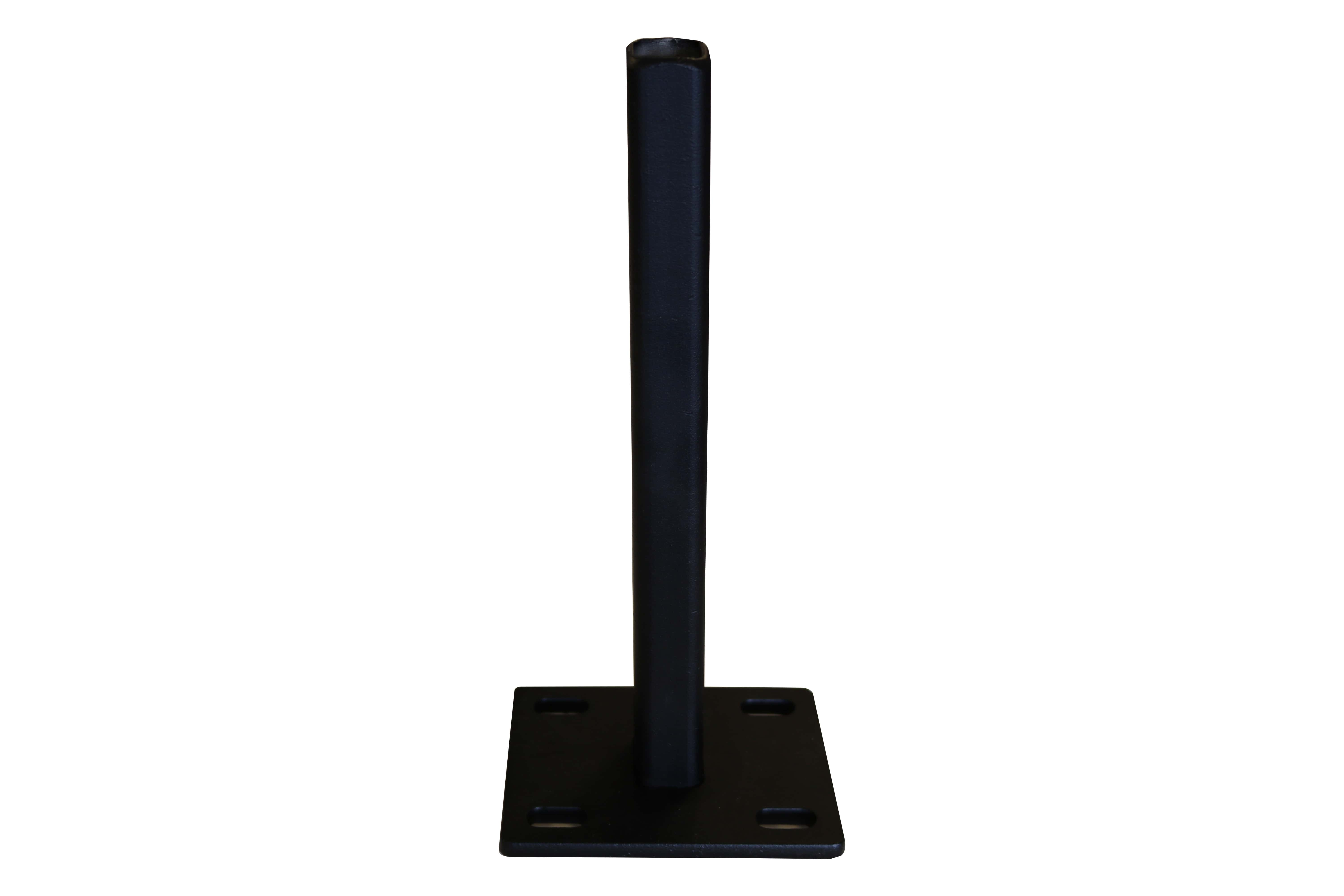 Stalen voetplaat met structuurcoating t.b.v. H-gleufpaal | 12x15x33cm | zwart RAL9005