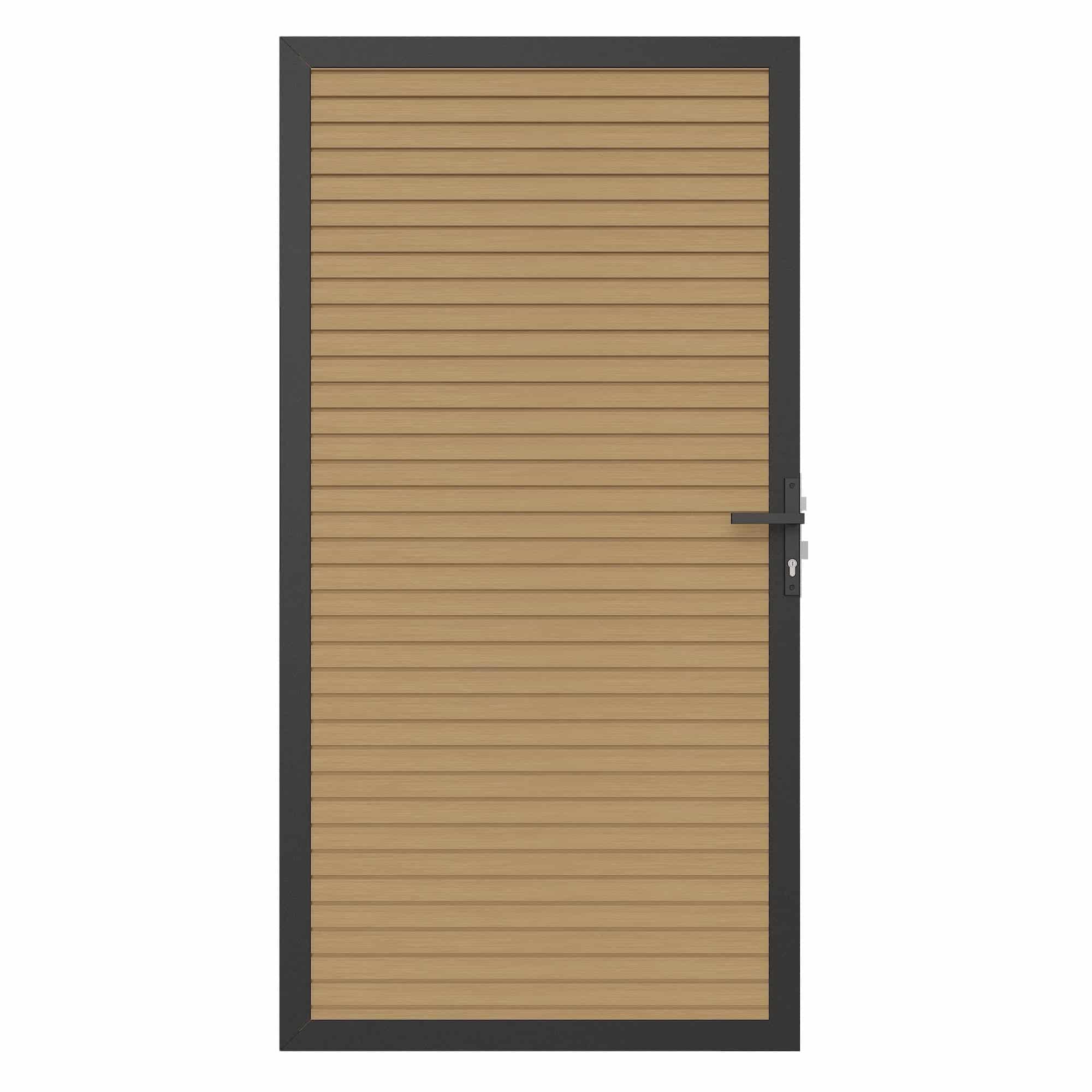 NewTechWood | Co-extrusie composiet deur in frame | horizontaal triple | 100x195cm | Red Cedar
