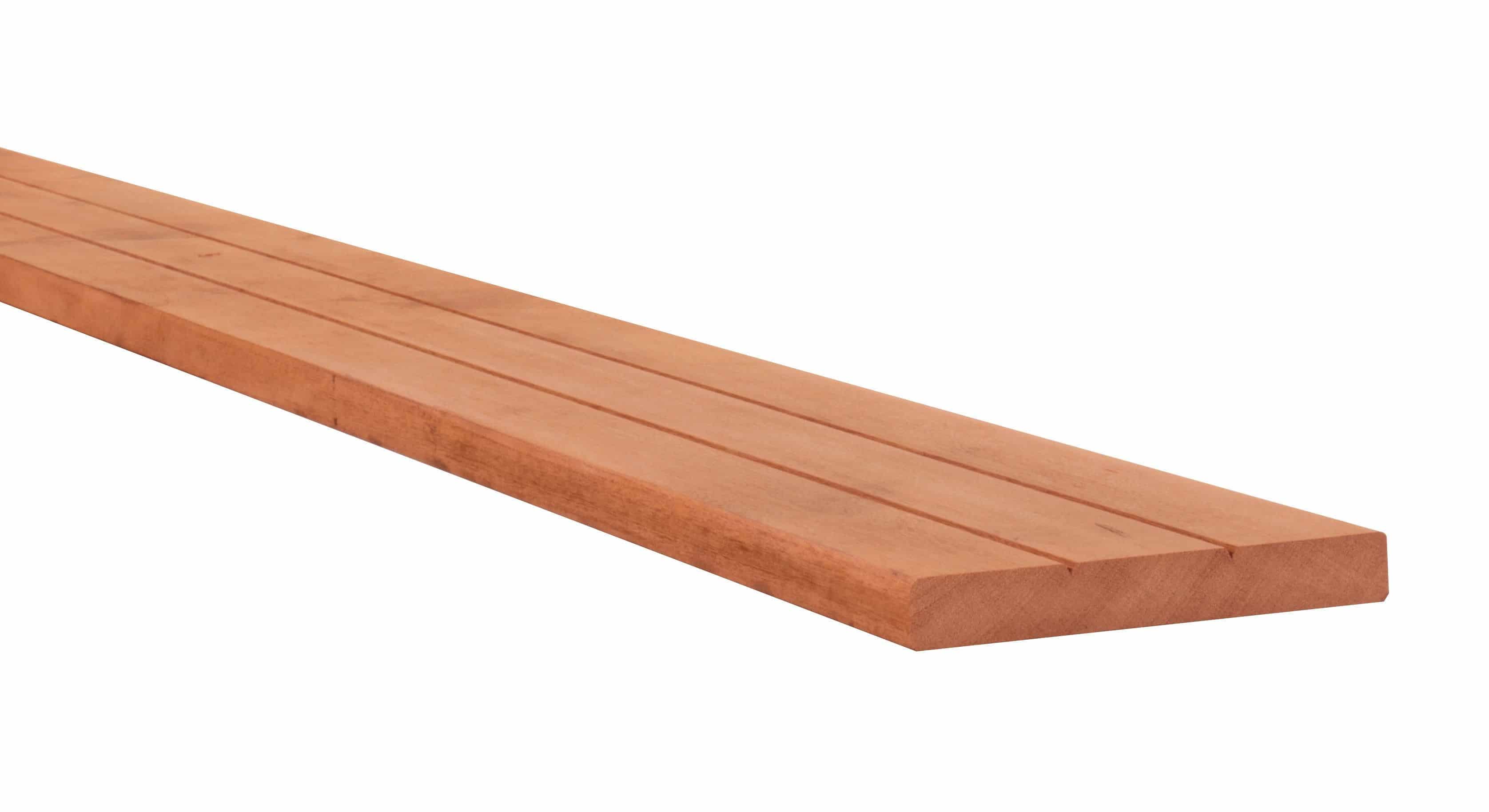 Hardhout | dekdeel | geprofileerd met v-groeven | 2,8x19x305cm