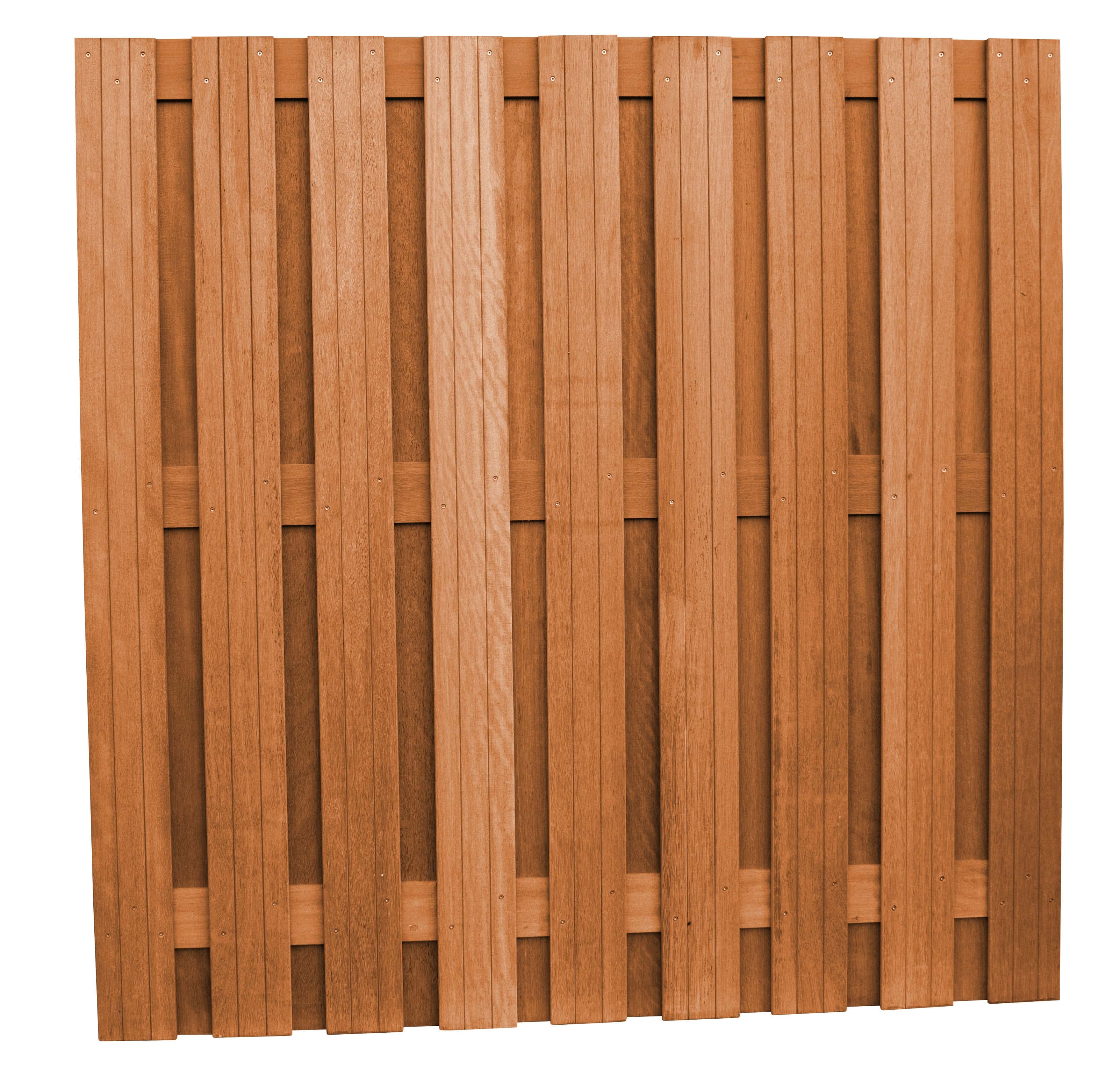 Hardhouten geschaafd plankenscherm 20-planks 14 mm | recht verticaal | 180x180cm | betonsysteem