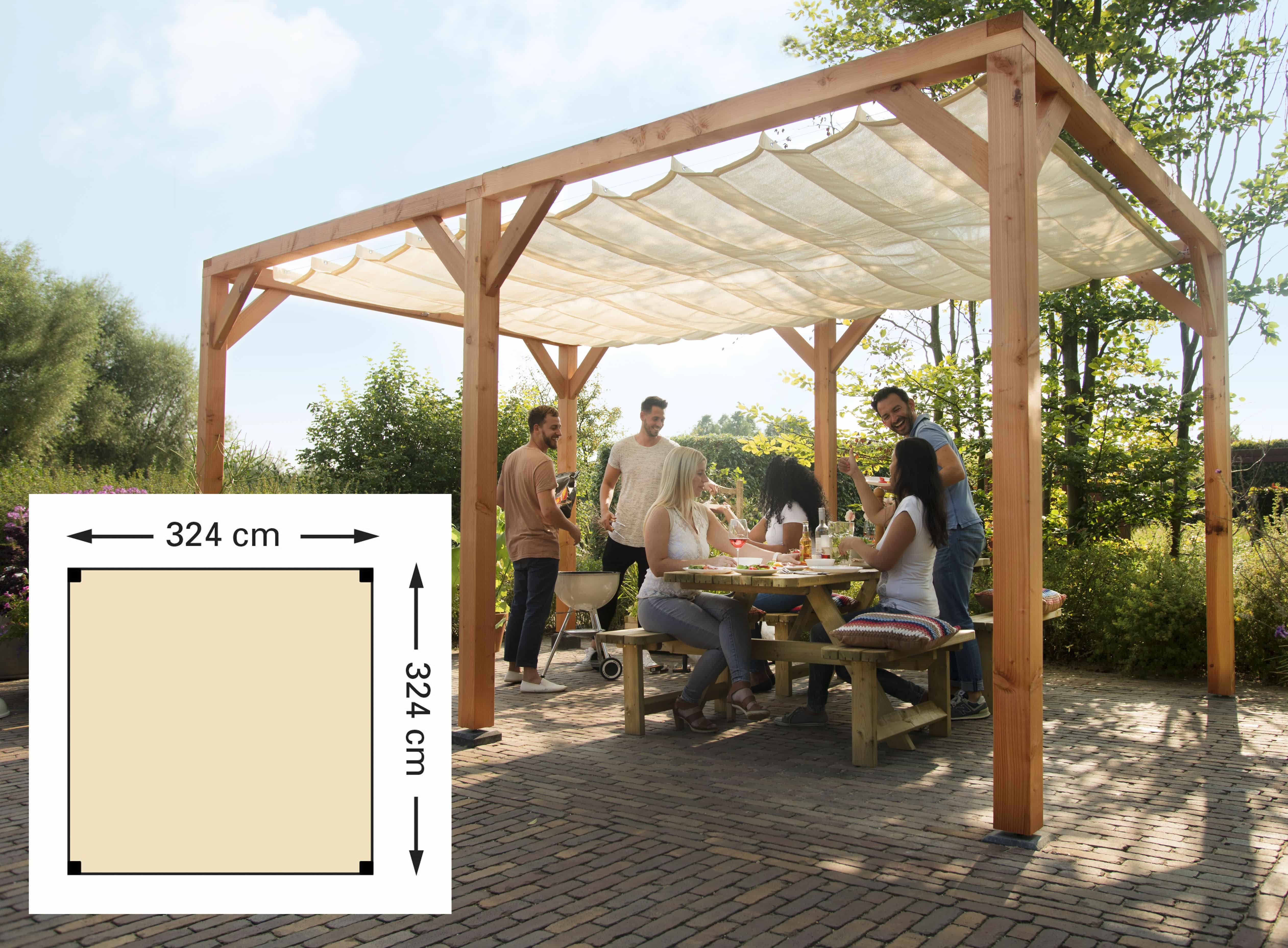 Douglas | pergola houtpakket | 324x324cm | kleurloos geïmpregneerd