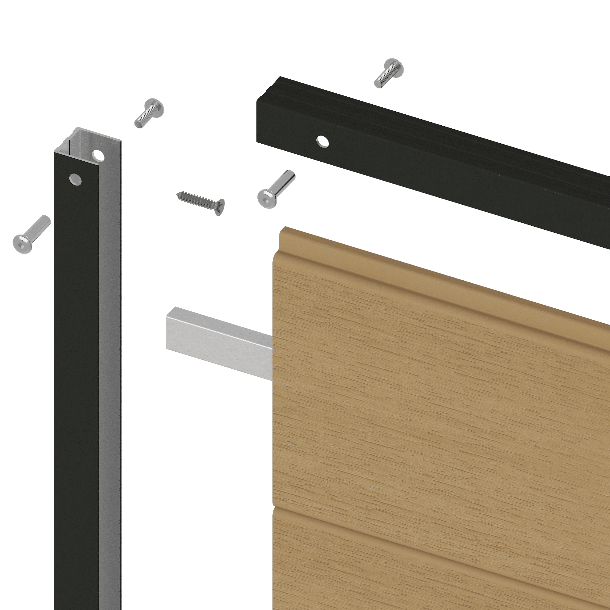 NewTechWood alu frameset t.b.v scherm i.c.m betonpalen | zwart gepoedercoat