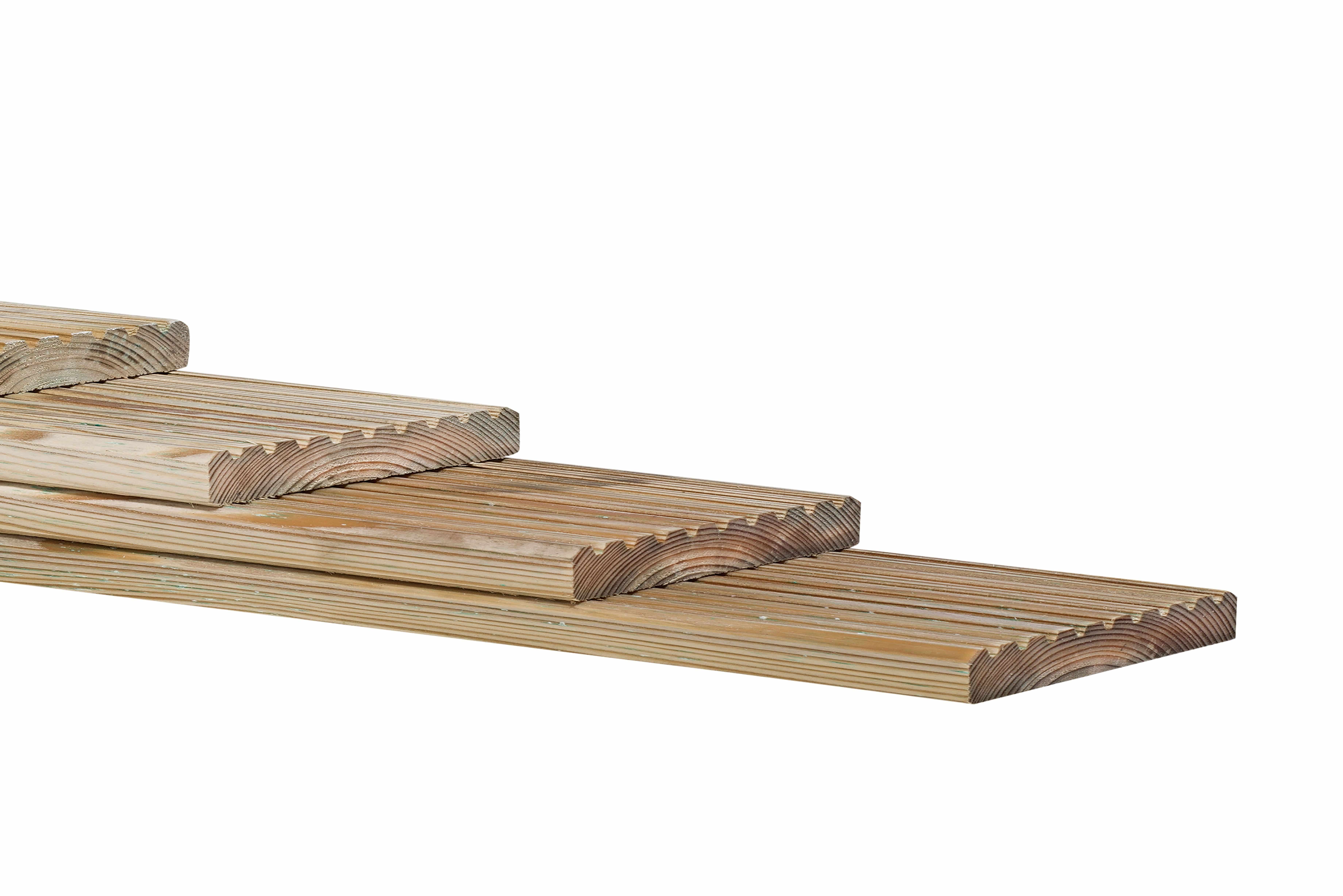 Grenen | enkelzijdig geprofileerd dekdeel | 2,8x14,5x300cm | groen geïmpregneerd