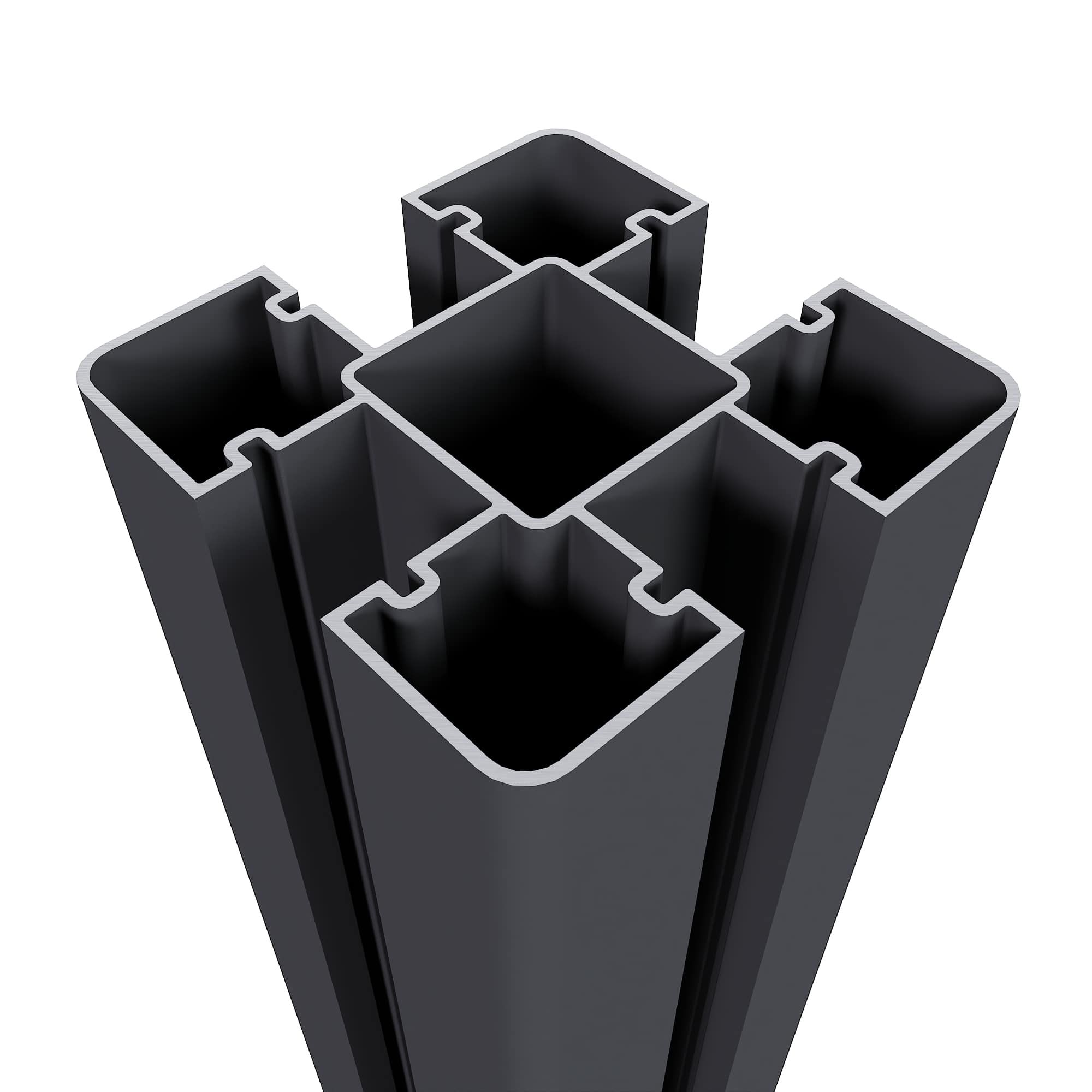 NewTechWood | aluminium sleufpaal met paalkap | 8x8x270cm | zwart