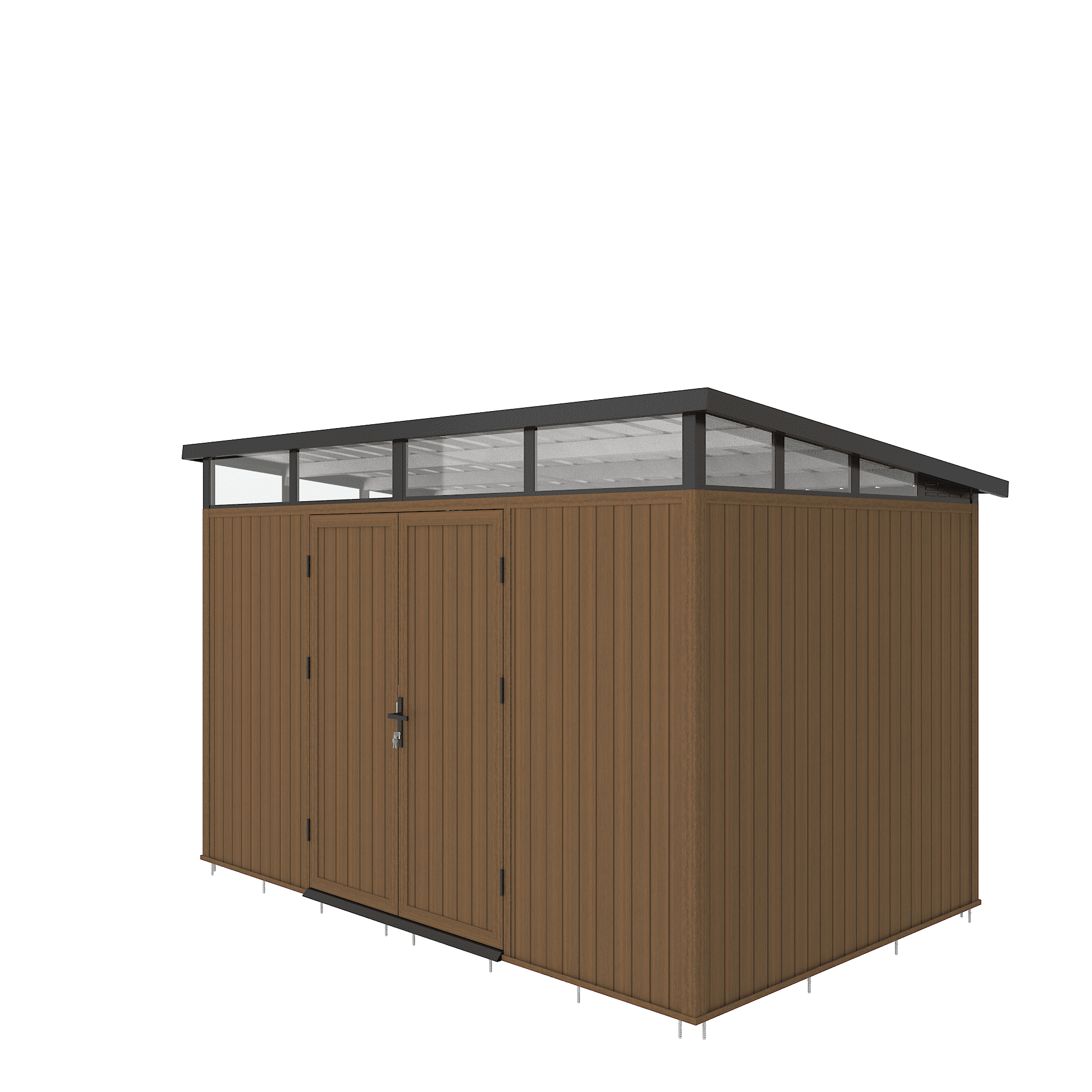 NewTechWood berging met dubbele deur | 344x210cm | Teak