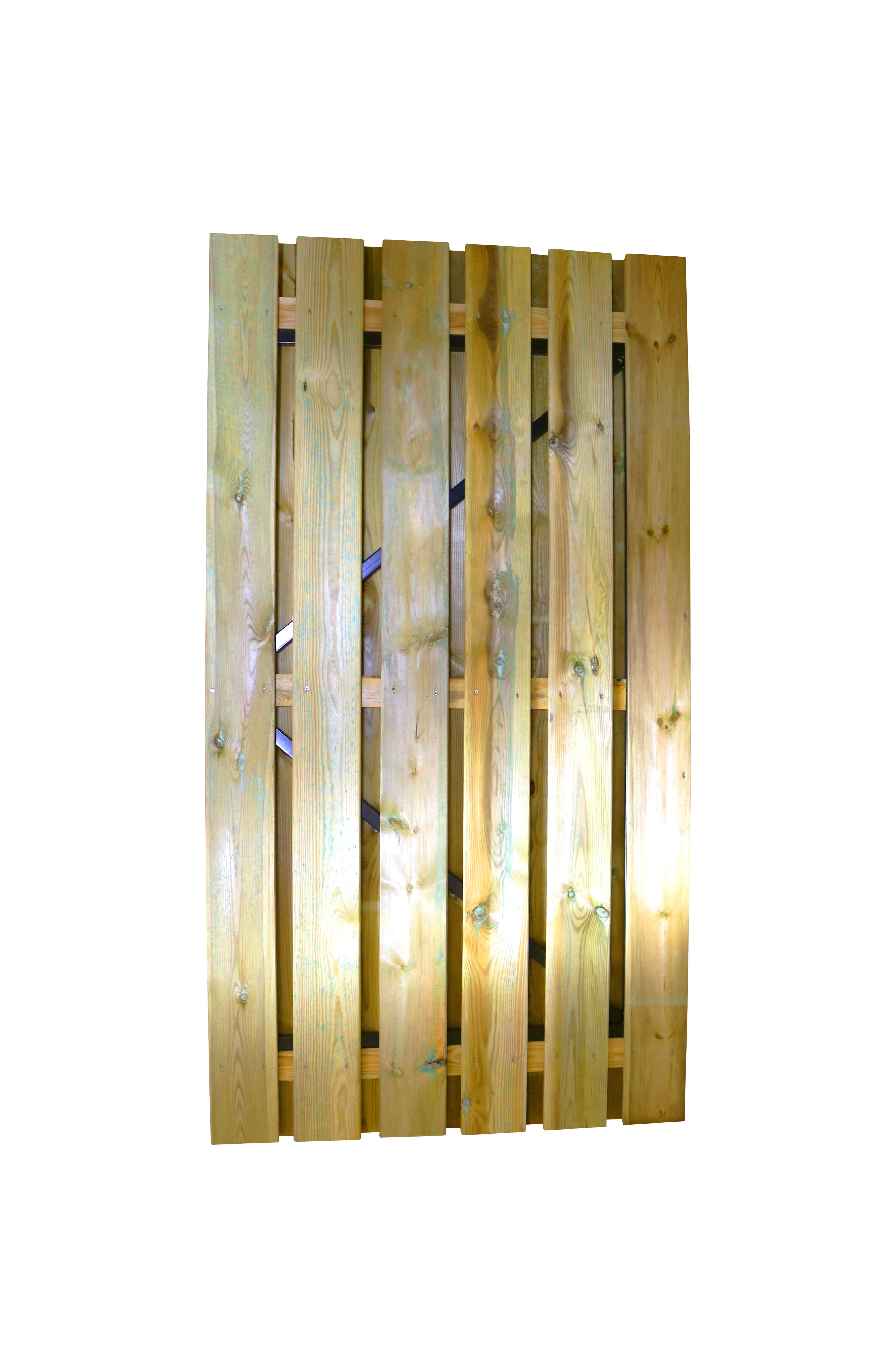 Grenen geschaafde plankendeur op verstelbaar stalen frame | 100x195cm | recht | groen geïmpregneerd